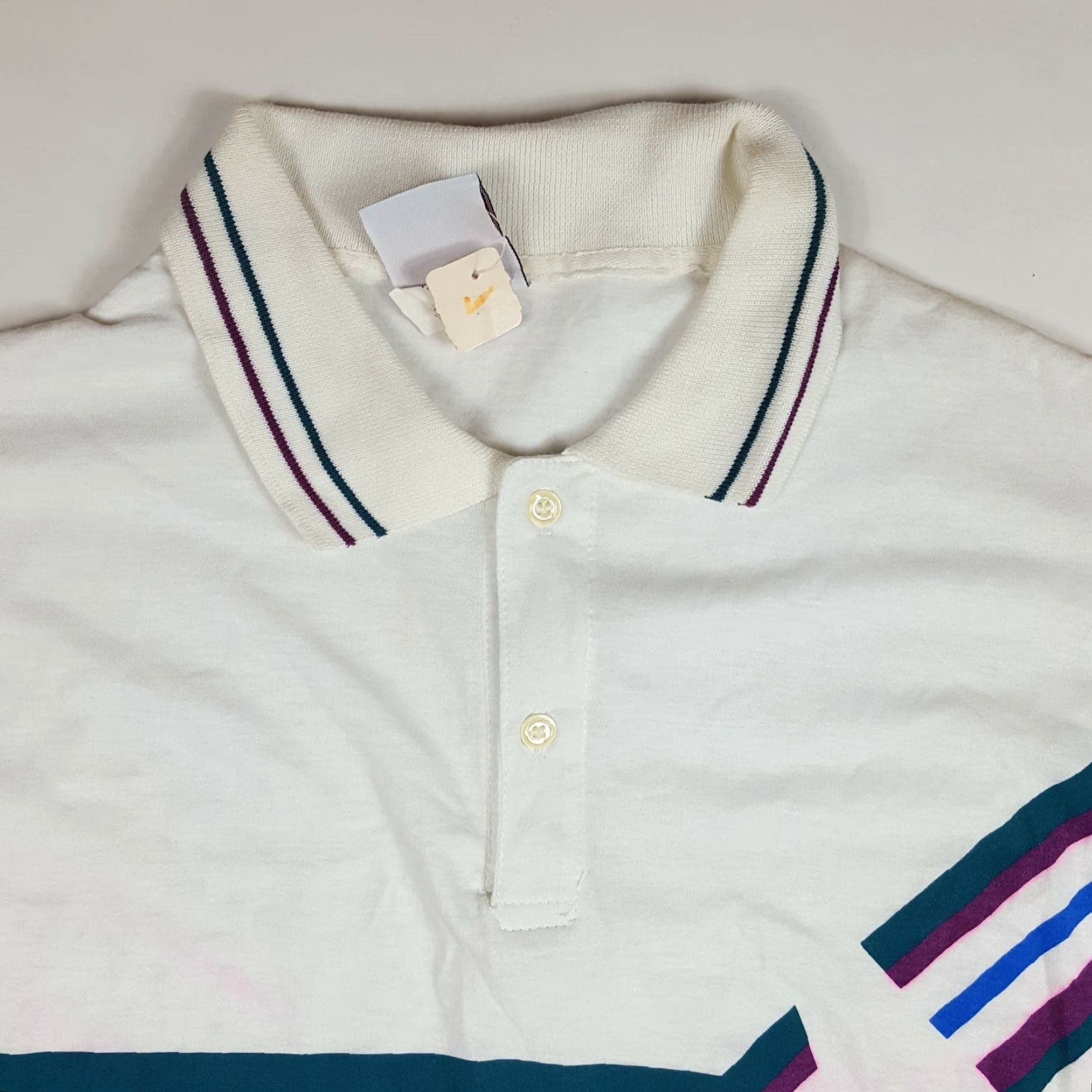 K-Swiss VINTAGE K-Swiss Polo Shirt MENS XL Golf Tennis Short Sleeve USA Made Striped White 90s Retro Casual Sports Polo Shirt Size US XL / EU 56 / 4 - 3 Thumbnail
