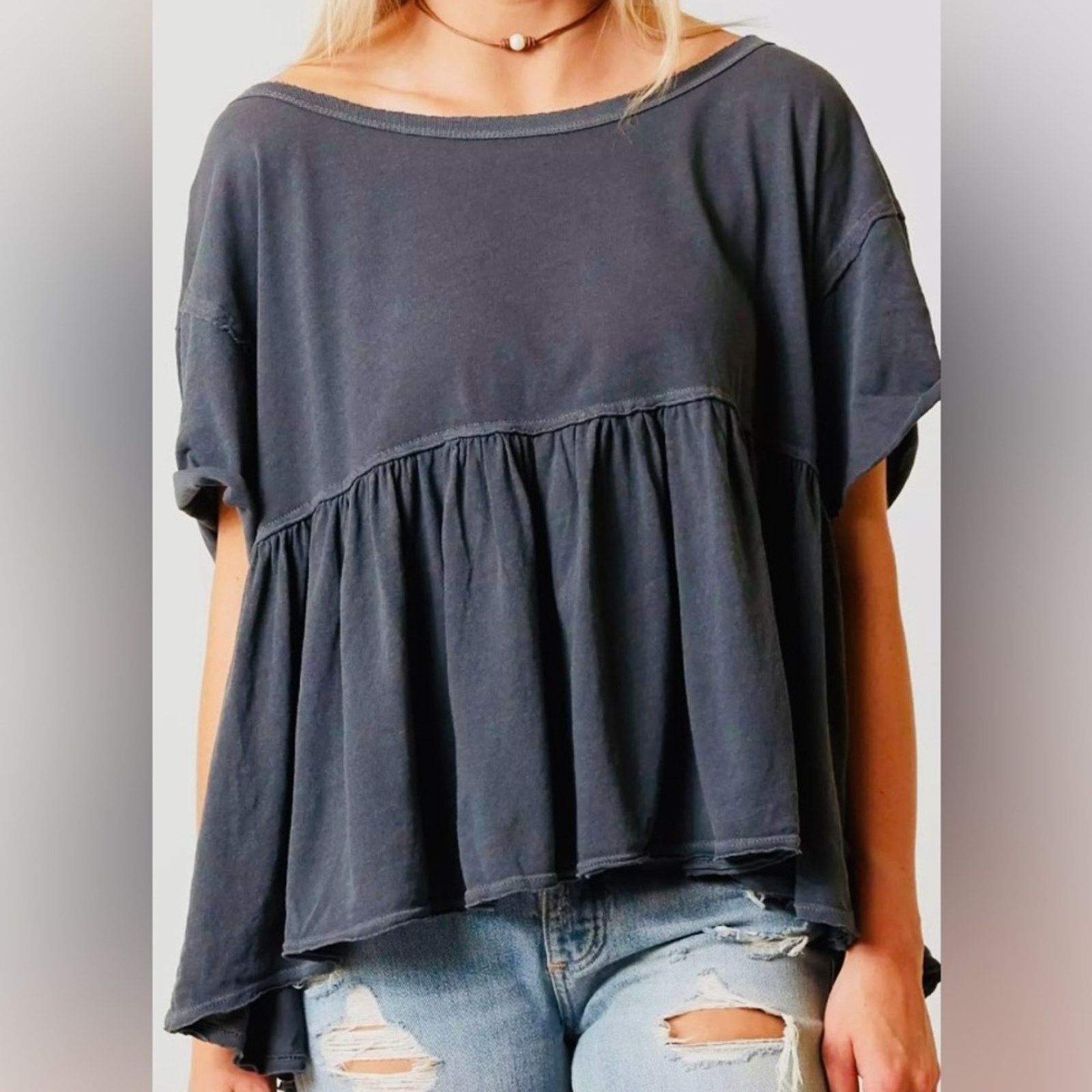 Free People We The Free Charcoal Odyssey Top, size Small Size S / US 4 / IT 40 - 1 Thumbnail