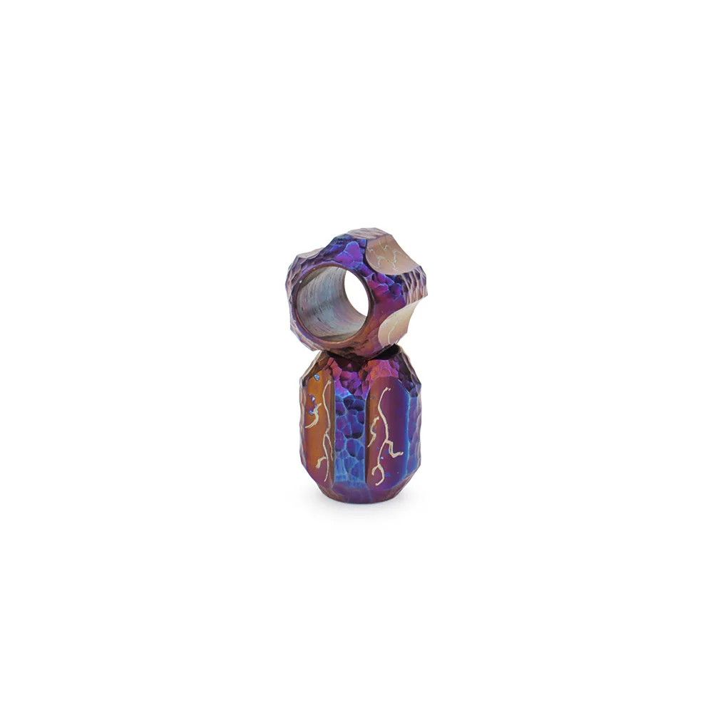 Handmade Crater Engraving Titanium Knife Beads Paracord Bead Size ONE SIZE - 4 Thumbnail