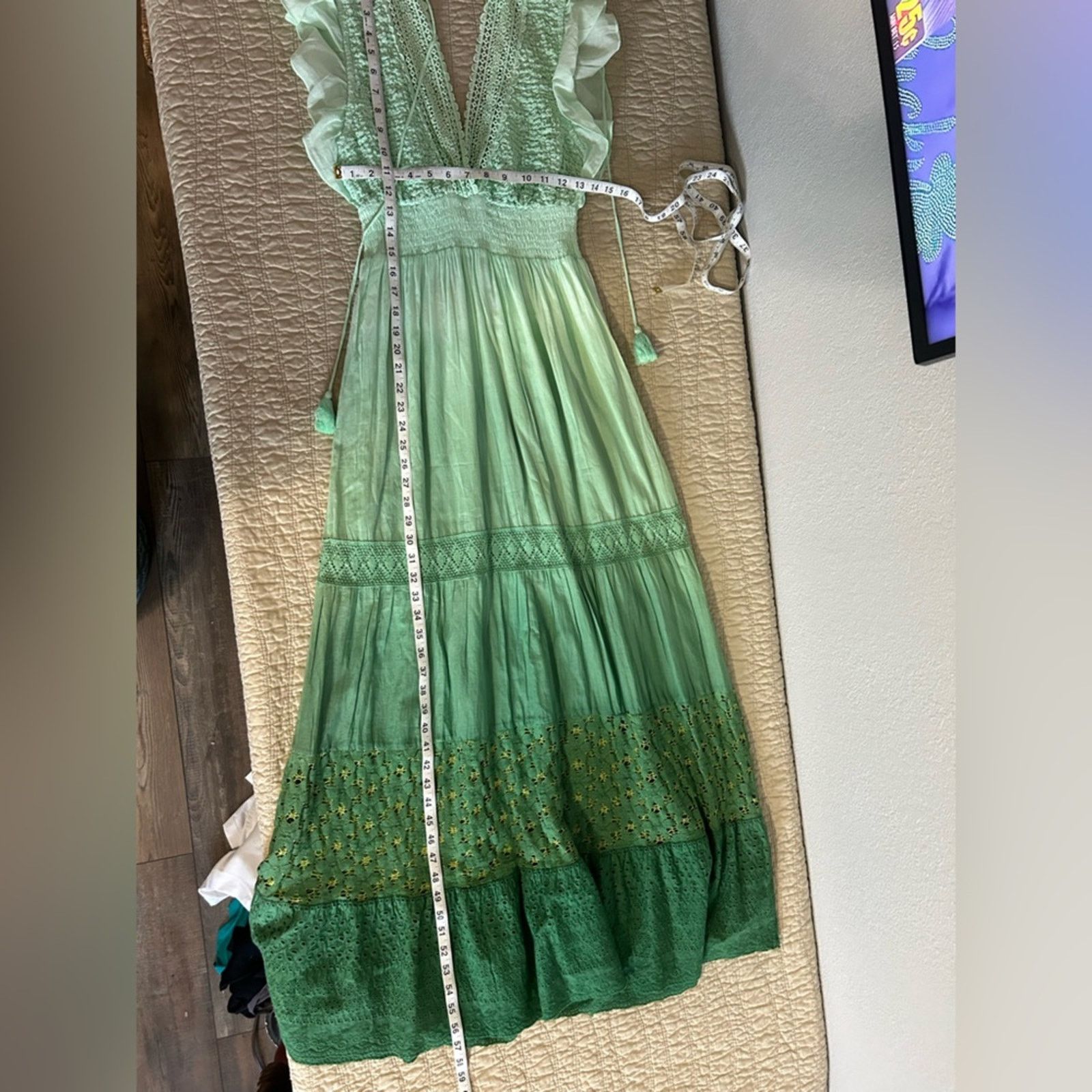 Other Raga Green Ombre Maxi Dress Lace Eyelet Tassels NWT S Size S / US 4 / IT 40 - 9 Thumbnail