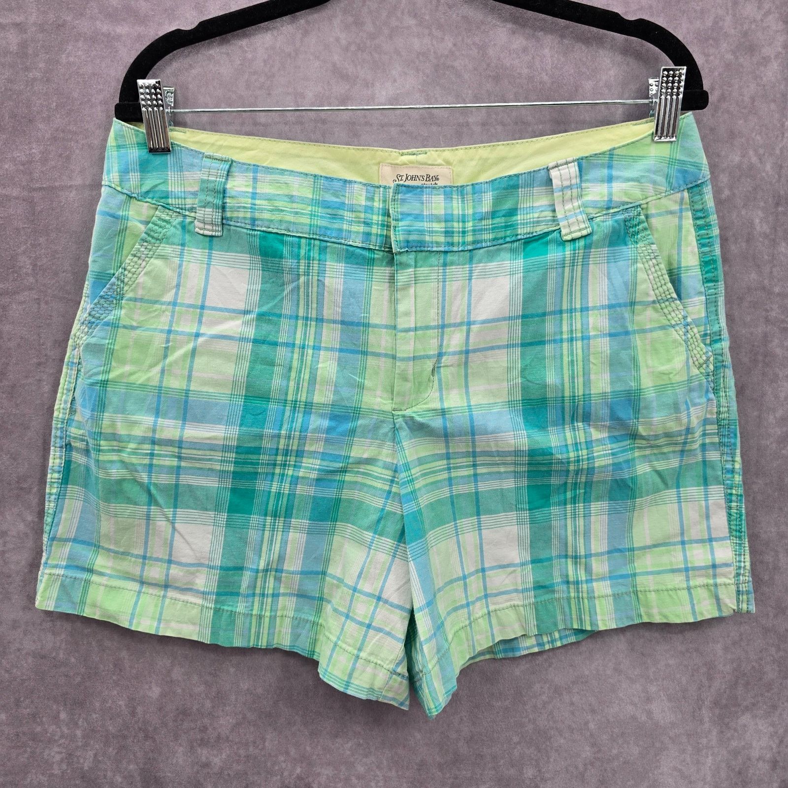 Other St Johns Bay Blue Plaid Bermuda Stretch Shorts Cotton 14 Size 36" / US 14 / IT 50 - 1 Thumbnail