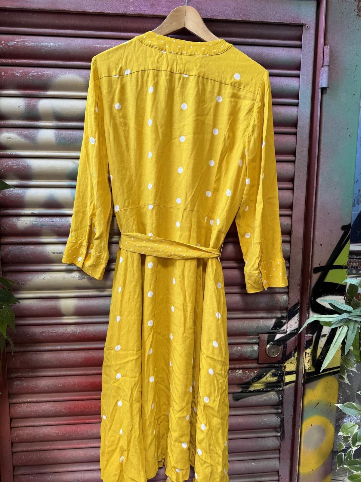 Designer Chic Yellow Polka Dot Dress by Hobbs Size XL / US 12-14 / IT 48-50 - 4 Thumbnail
