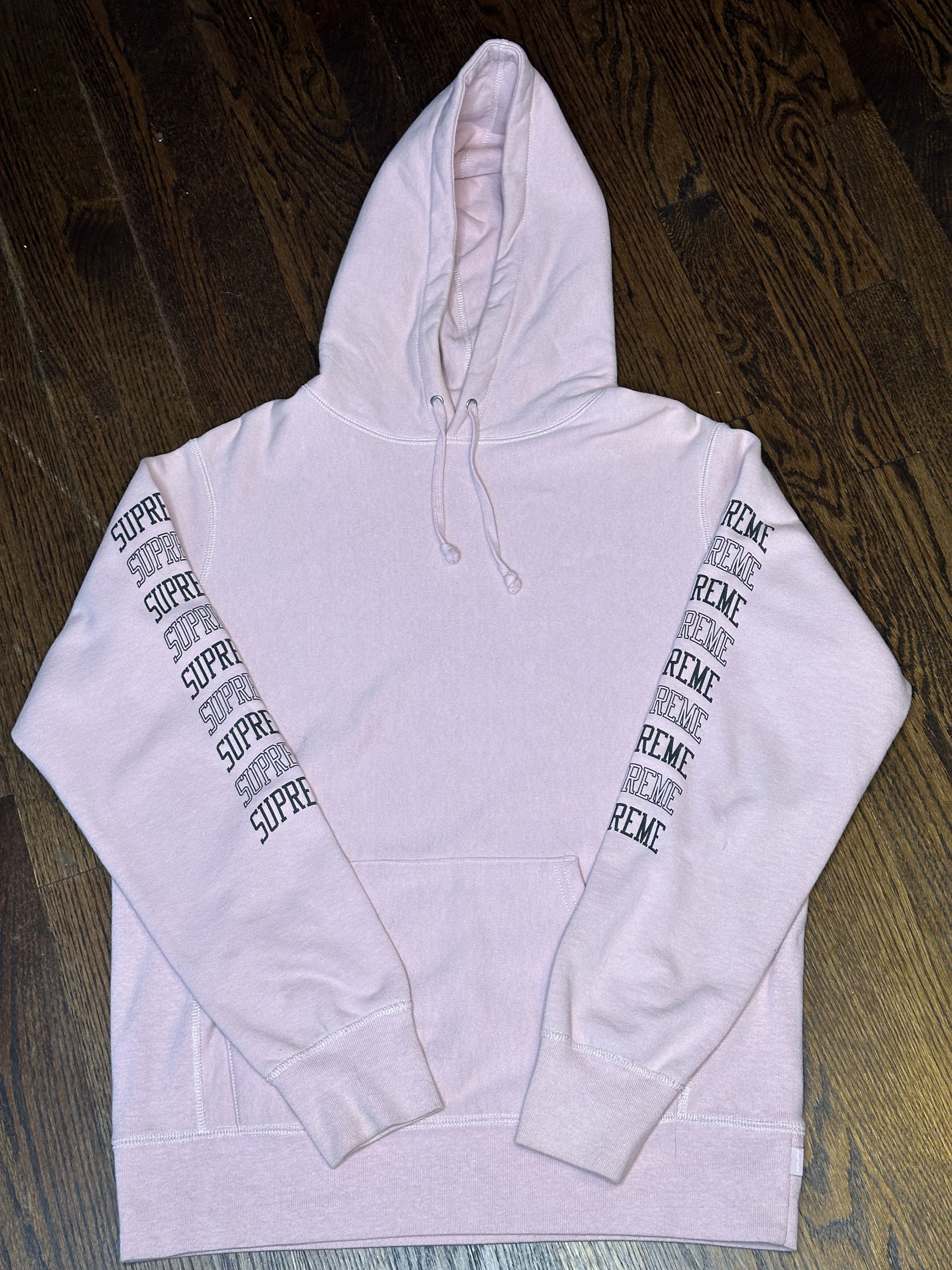 Supreme Spring Summer 2017 Dusty Pink Sleeve Arc Hooded Sweatshirt Size US M / EU 48-50 / 2 - 1 Thumbnail