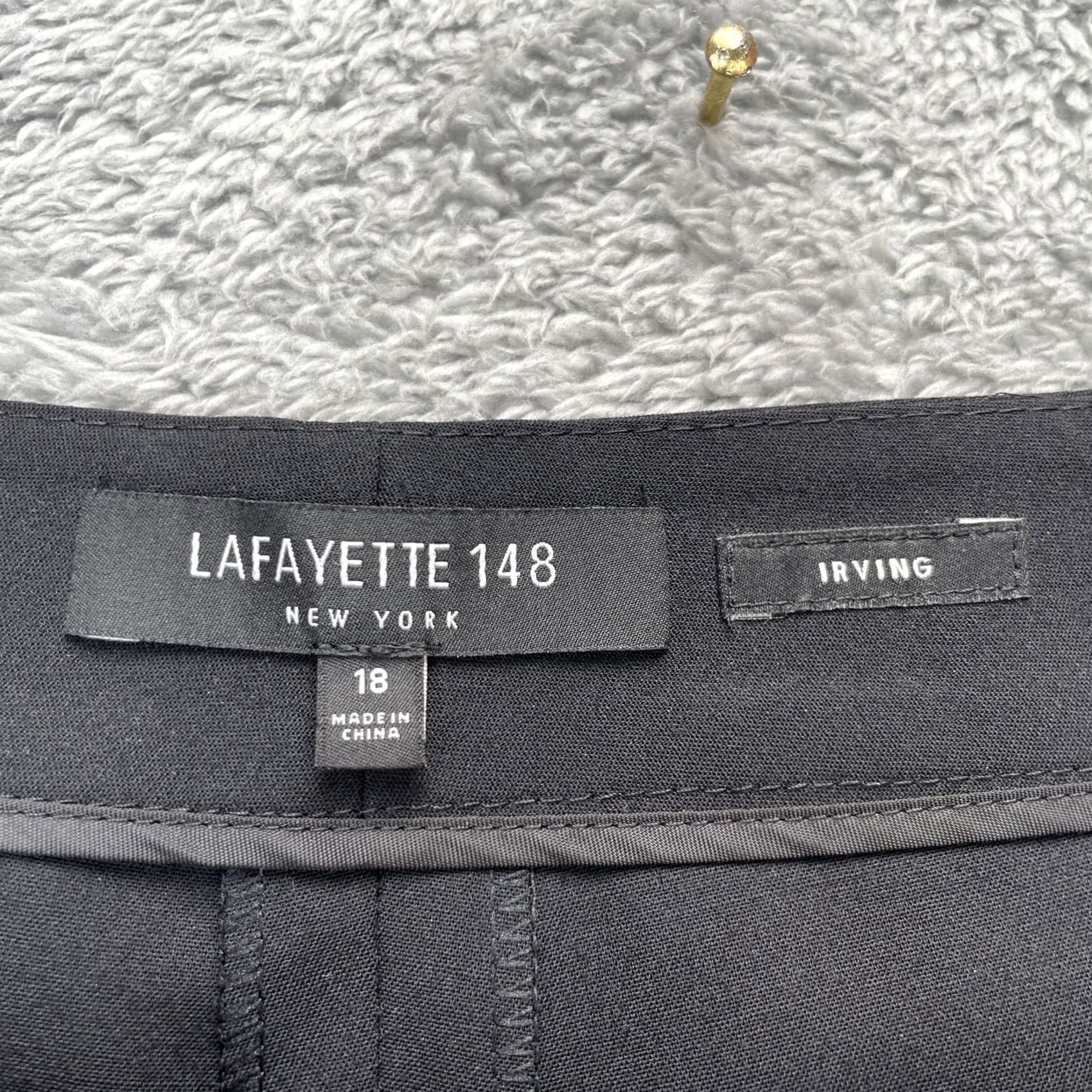 Vintage Lafayette 148 New York Pants Womens 18 Black Irving Virgin Wool Blend Stretch Dress Pants Size 28" / US 6 / IT 42 - 3 Thumbnail