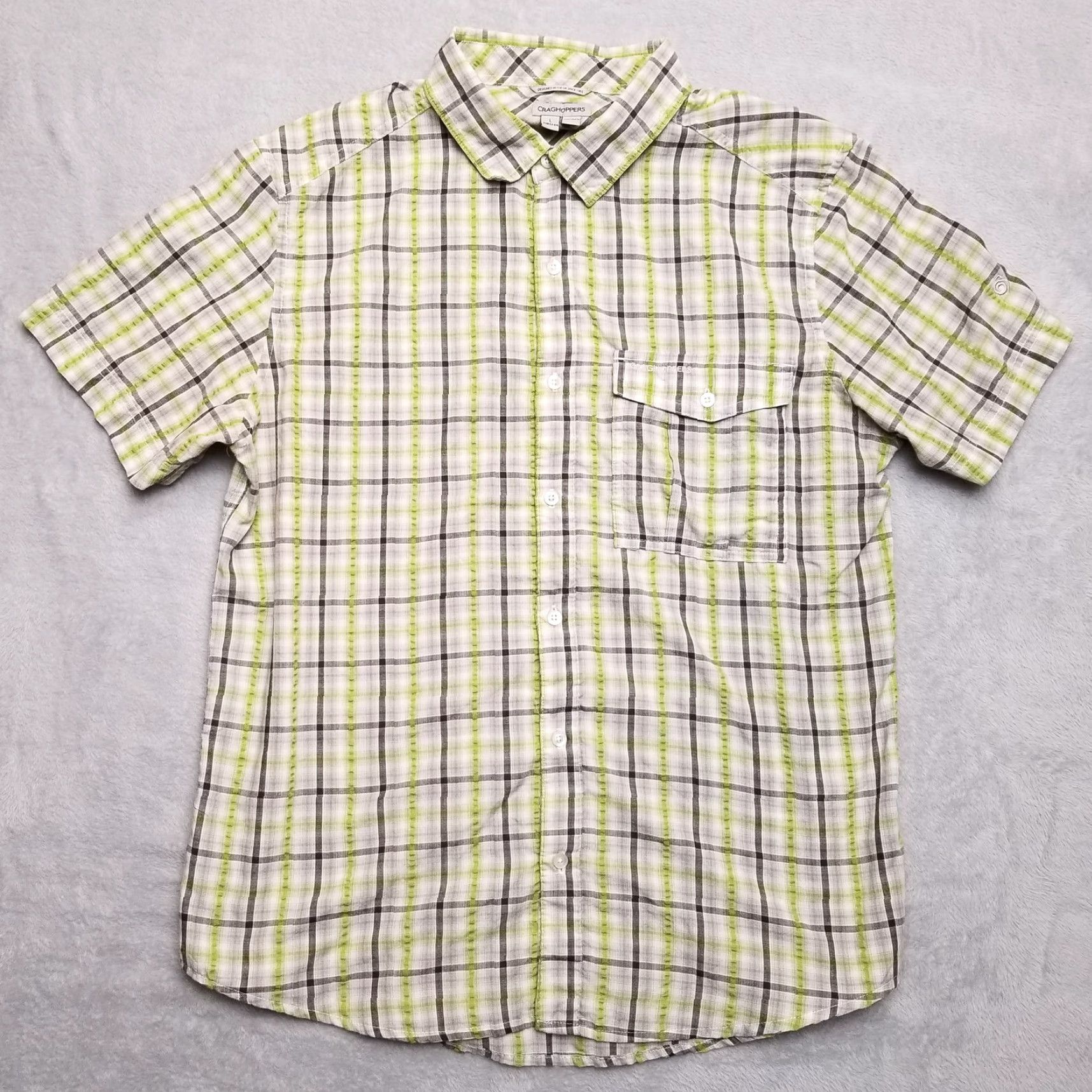 Vintage Craghoppers Shirt Mens L Green Plaid Button Short Sleeve Cotton Blend Casual Size US L / EU 52-54 / 3 - 2 Thumbnail