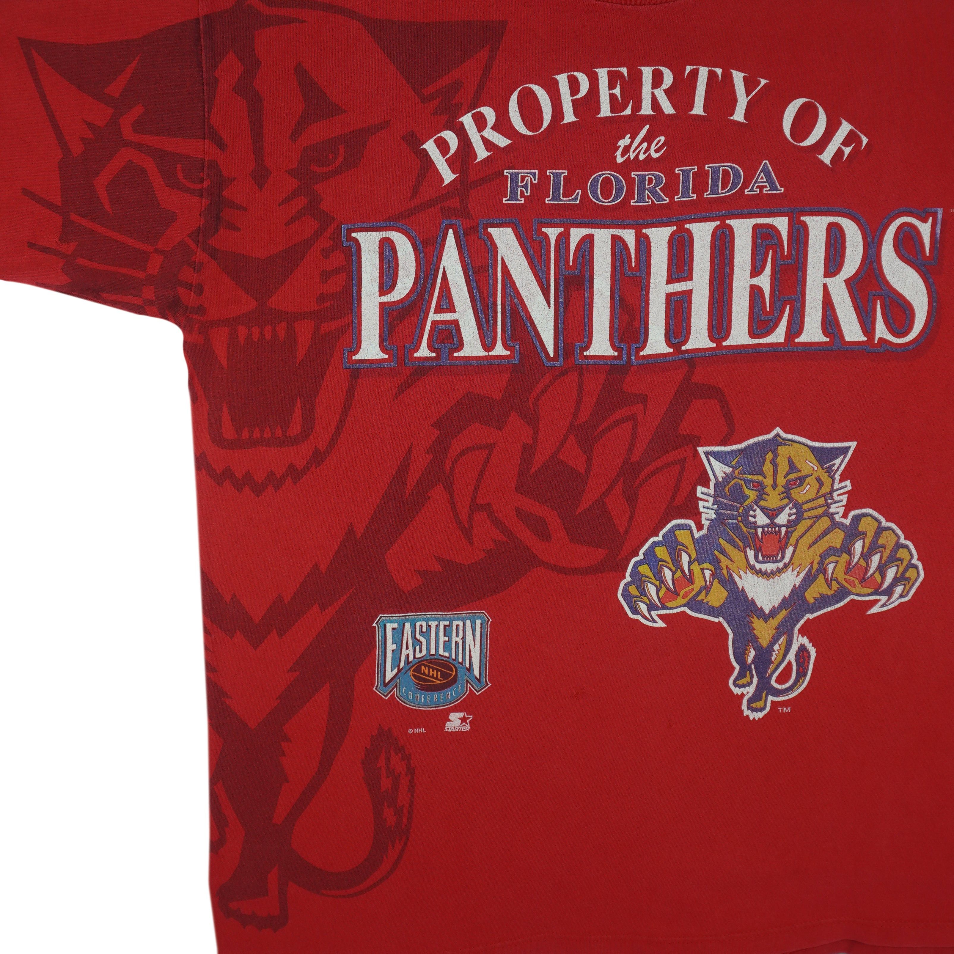 Starter Florida Panthers Big Spell-Out T-Shirt 1990s Size US XL / EU 56 / 4 - 5 Thumbnail