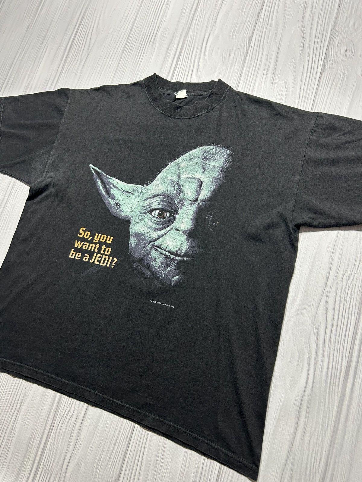 Vintage RARE Vintage 1996 Yoda Want to Be Jedi Star Wars T-Shirt Size US L / EU 52-54 / 3 - 2 Thumbnail