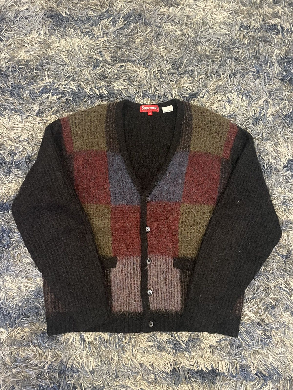 Supreme Supreme Multi Color Brushed Wool Grid Cardigan | Grailed