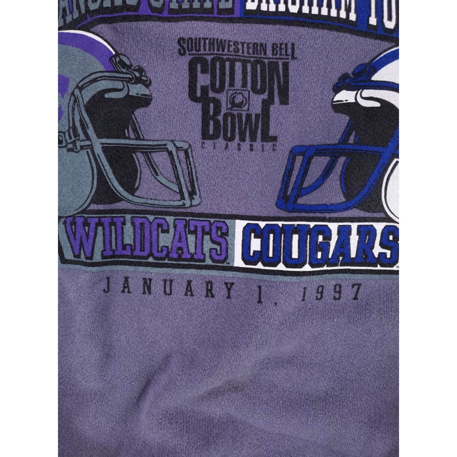 Vintage VINTAGE K-State Brigham Young 1997 Cotton Bowl Sweatshirt Purple Made USA Mens XL Size US XL / EU 56 / 4 - 3 Thumbnail
