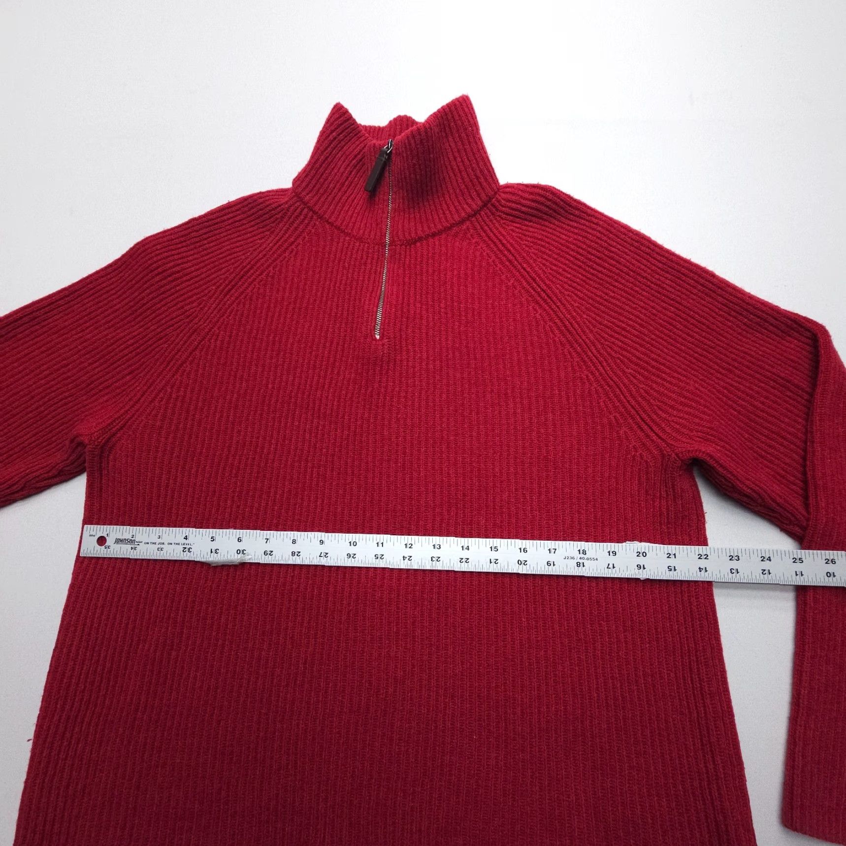 Banana Republic VINTAGE Banana Republic 1/4 Zip Sweater Mens Large Red Wool Italian Yarn Turtleneck Size US L / EU 52-54 / 3 - 7 Thumbnail
