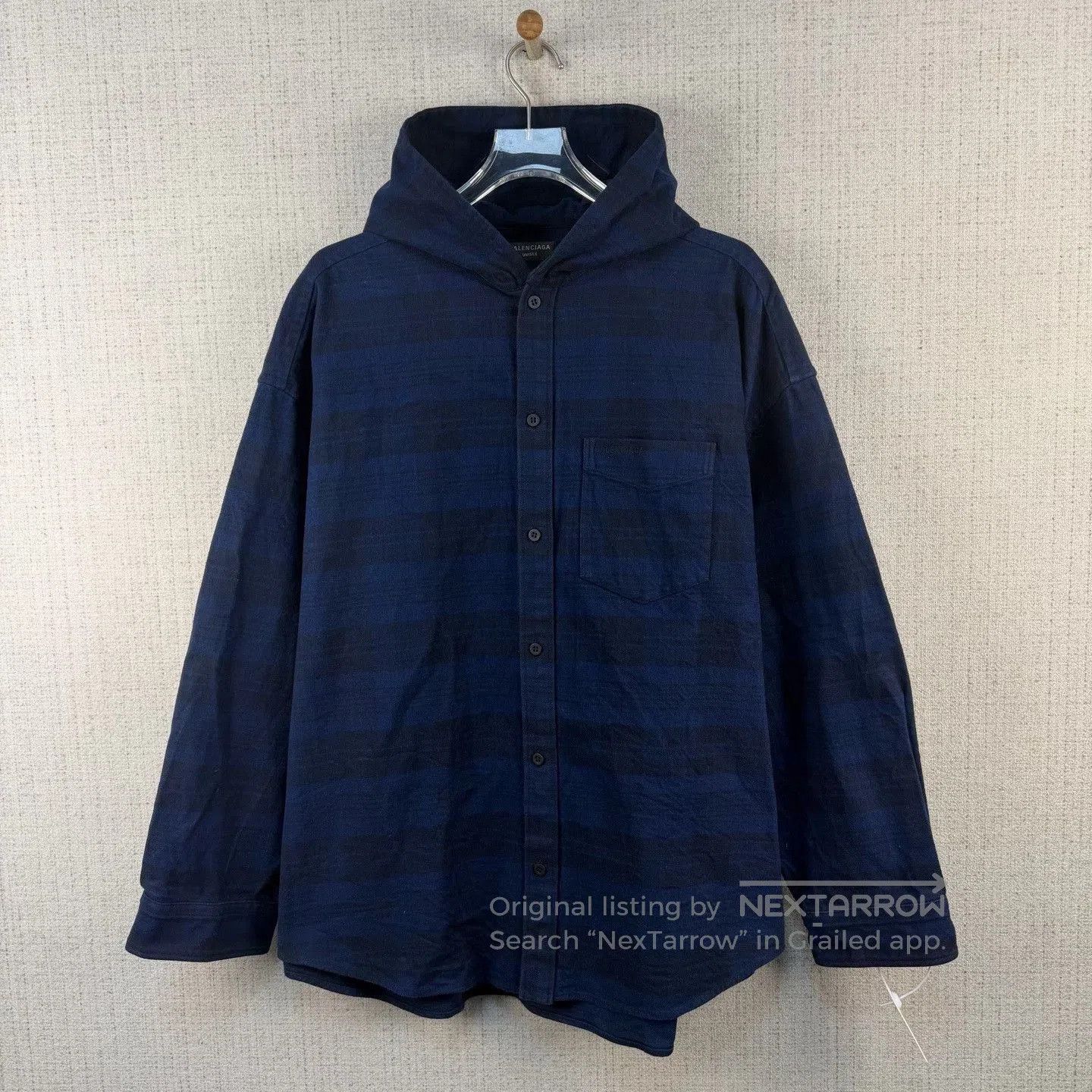 Balenciaga Balenciaga Plaid Embroidered Logo Hooded Jacket. Size US S / EU 44-46 / 1 - 1 Thumbnail