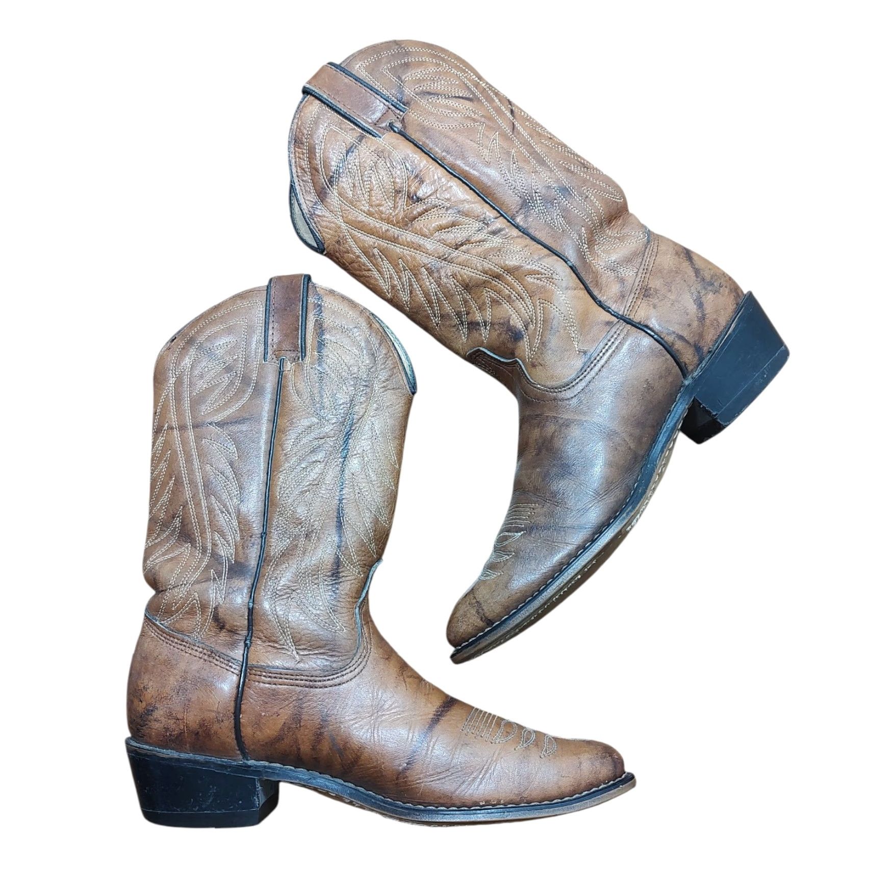 Wrangler VINTAGE Wrangler Western Boots Leather Brown N 7.5 USA Made Boots Women Mid-Calf Almond Toe Western Mu Size US 8 / IT 38 - 2 Thumbnail