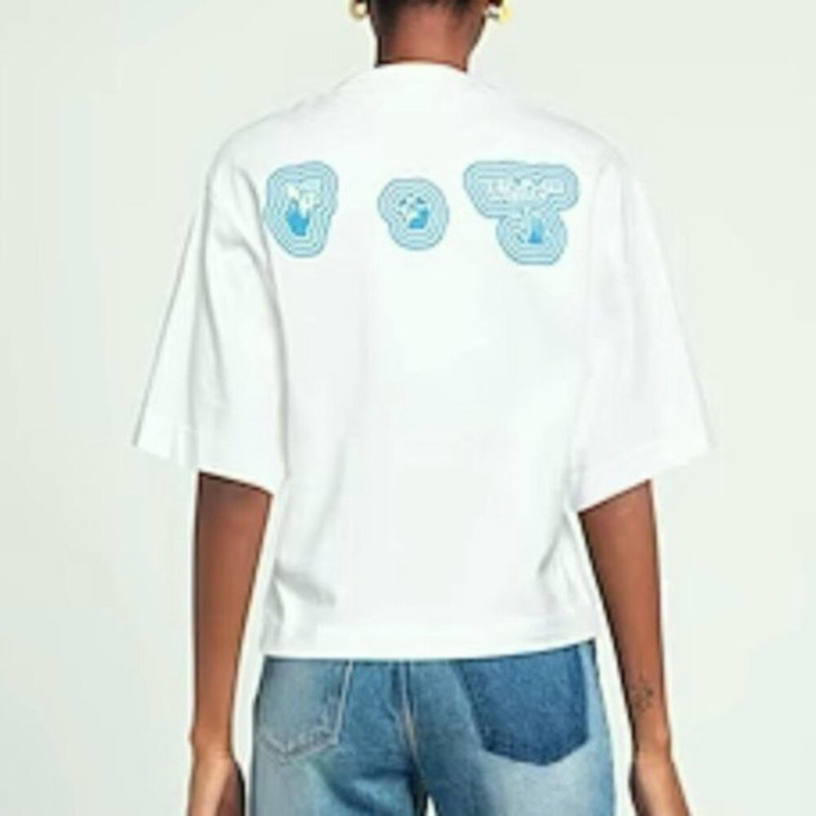 Off-White Off White Fluo Swimming Man Cotton Cropped Tee L Size L / US 10 / IT 46 - 2 Thumbnail