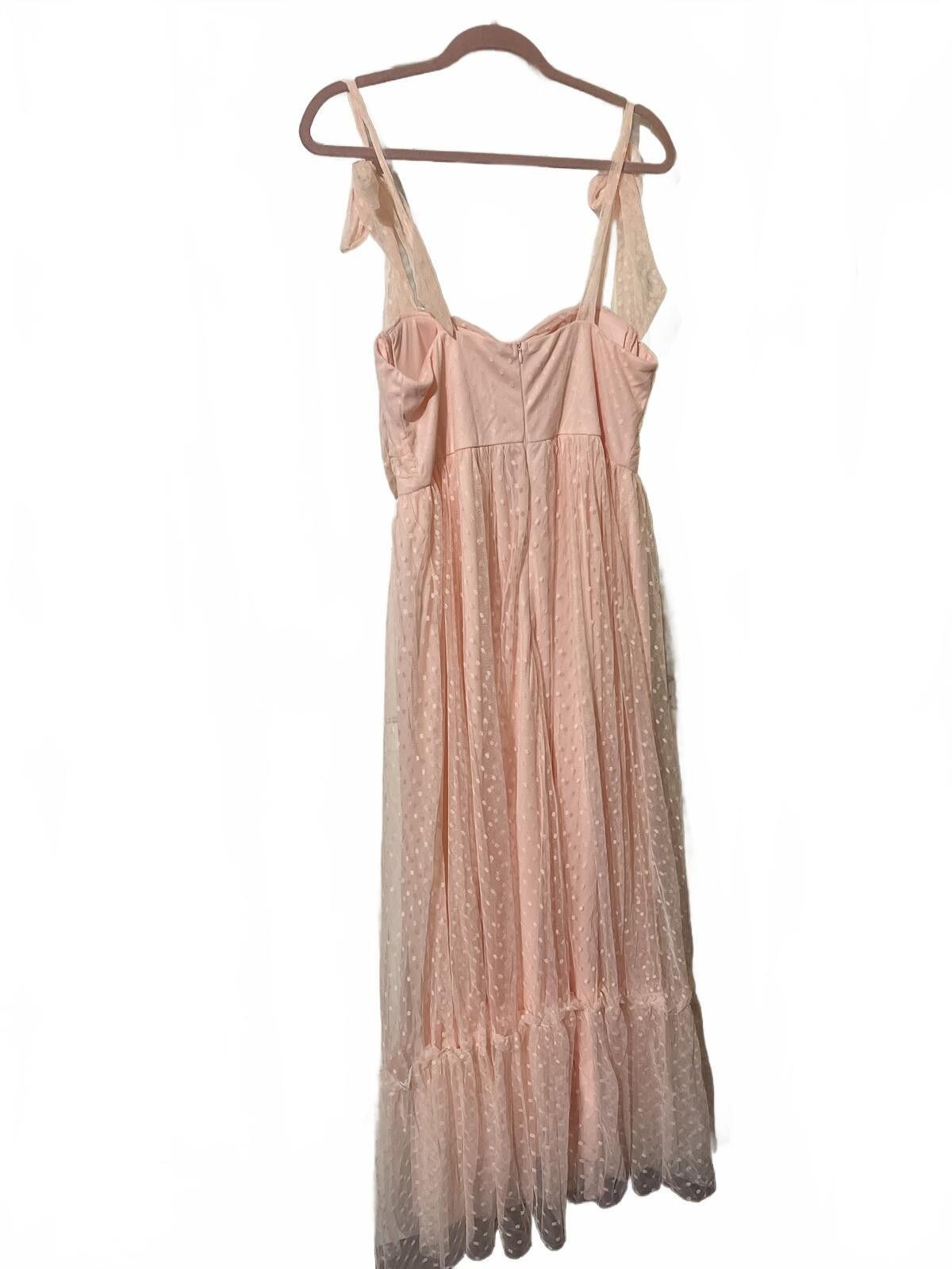 Other Elegant Light Pink Midi Dress with Bow Shoulder Straps XL Size XL / US 12-14 / IT 48-50 - 7 Thumbnail