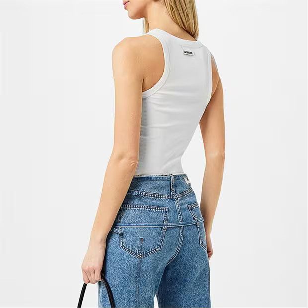 Jacquemus o1g2r1mq1024 Tank Top in White Size L / US 10 / IT 46 - 4 Thumbnail
