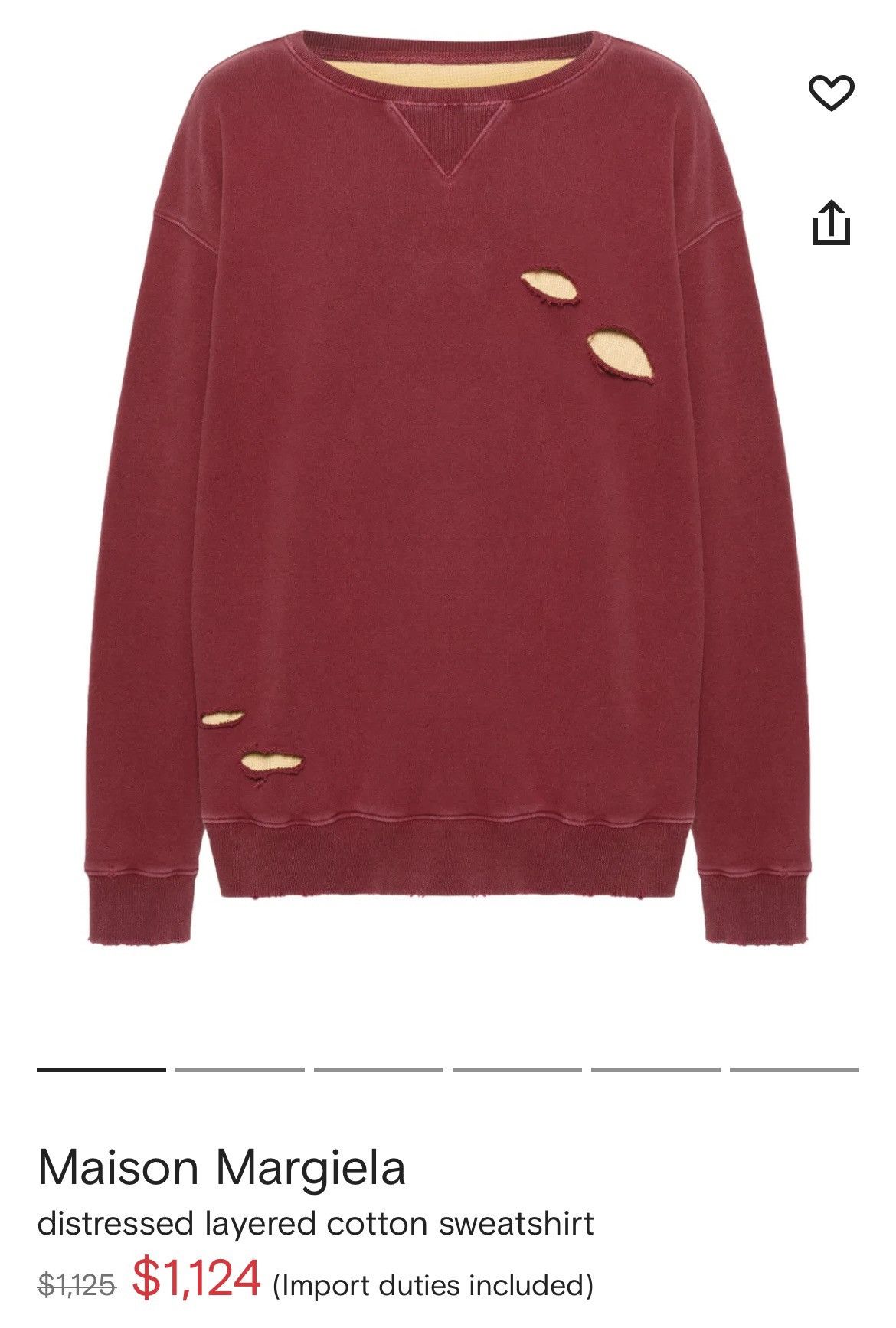 Maison Margiela Margiela Burgundy Sweatshirt Size US L / EU 52-54 / 3 - 4 Thumbnail