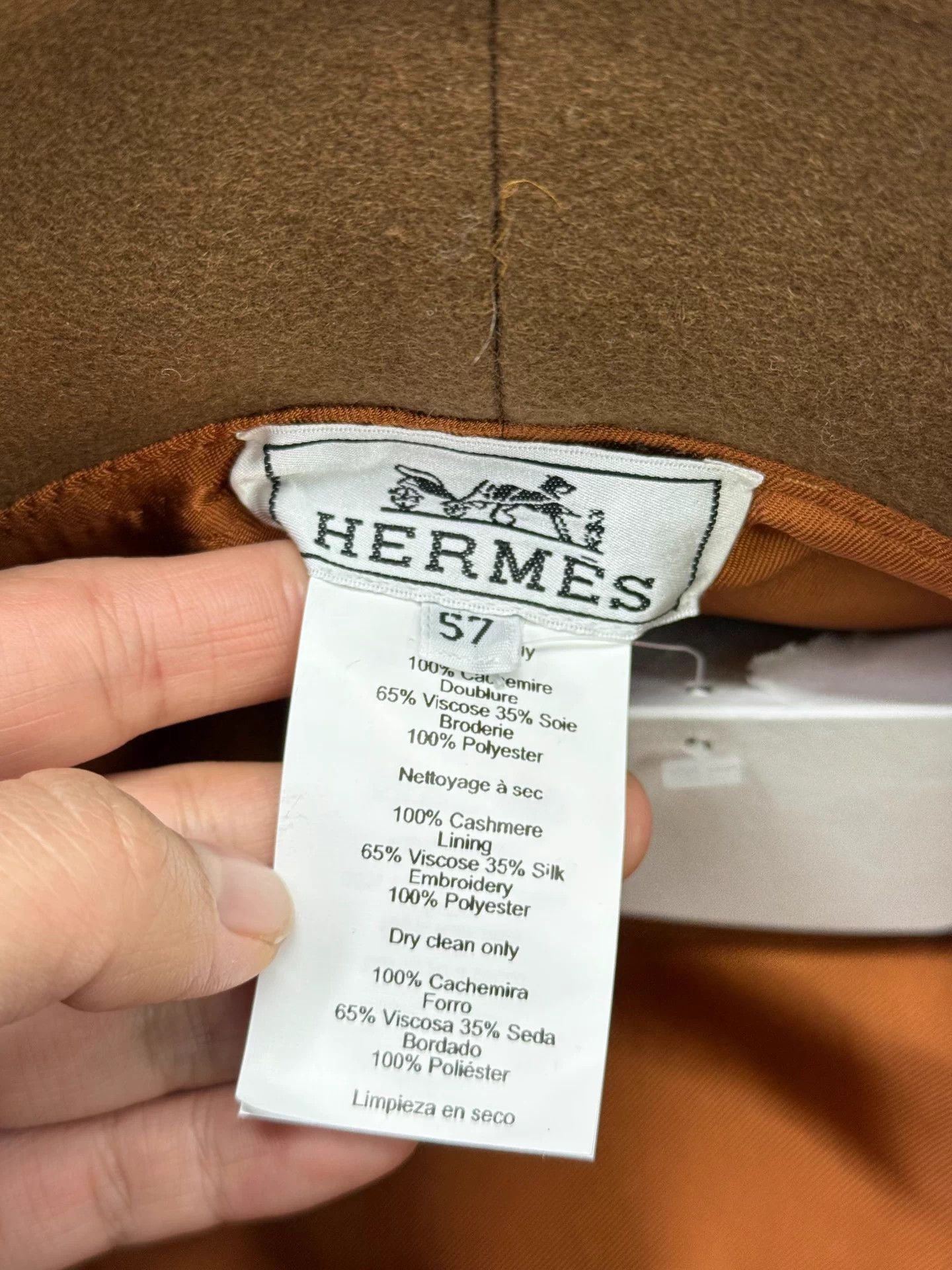 Hermes Hermes Khaki Embroidered Cashmere Fisherman Hat 57 Size ONE SIZE - 5 Thumbnail