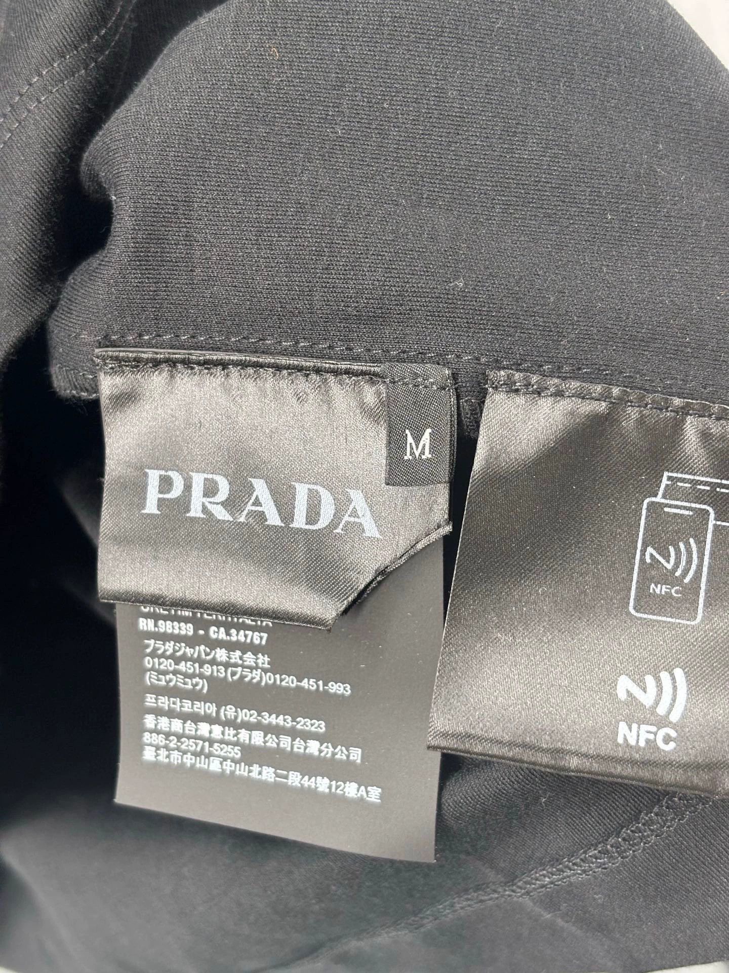 Prada Black Long Sleeve T-Shirt with Embroidery