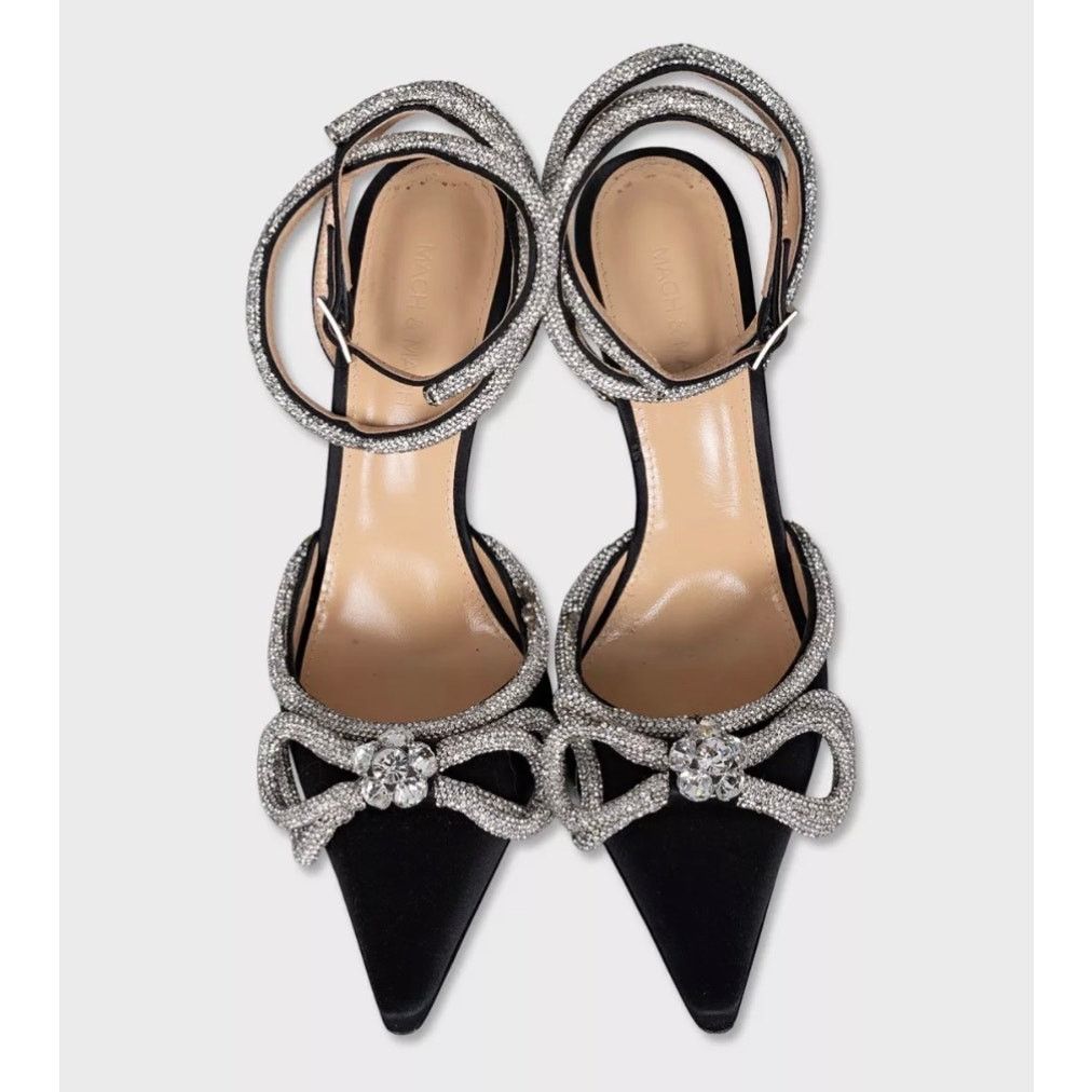 MACH & MACH Mach & Mach Black Rhinestone Slingbacks - EU 39 Size US 8 / IT 38 - 2 Thumbnail
