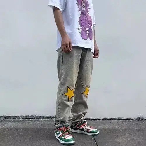 Japanese Brand × Jean Retro yellow mud color design star embroidered jeans Size US 32 / EU 48 - 3 Thumbnail