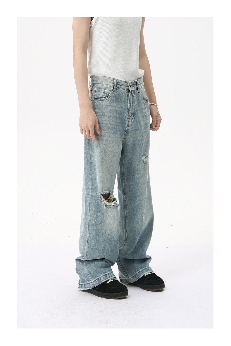 Vintage Men's Japanese distressed loose wide-leg Vibe ripped jeans Size US 32 / EU 48 - 3 Thumbnail