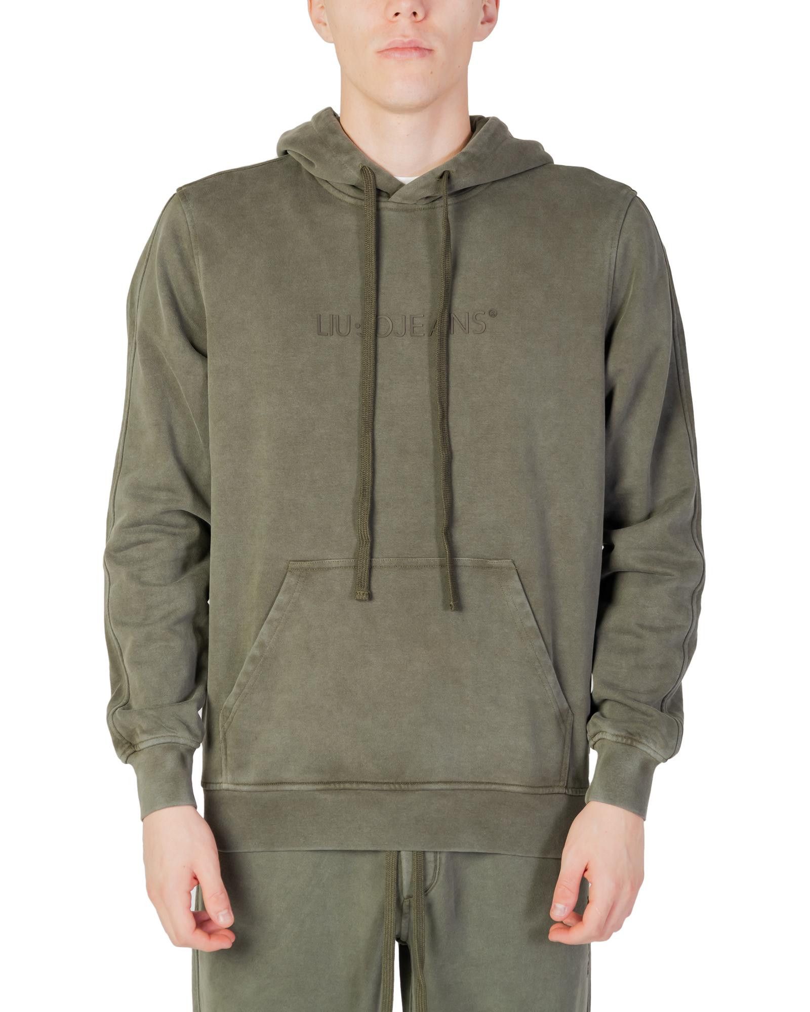 image of Liu Jo Cotton Hooded Sweatshirt in Green, Men's (Size Small)