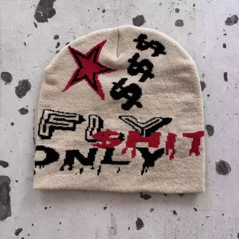 Japanese Brand Y2K Cyber Graphic Beanie | "FLY SHIT ONLY" Beanie Size ONE SIZE - 3 Thumbnail