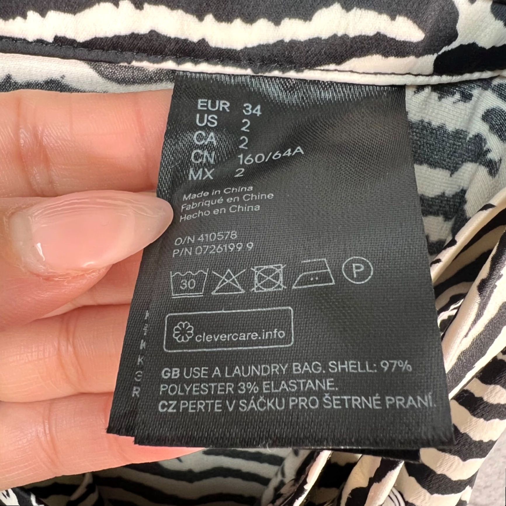 H&M H&M Womens Midi Skirt Zebra Print Elastic Waist Lightweight Black & White Size 2 Casual A-Line Size 26" / US 2 / IT 38 - 4 Thumbnail