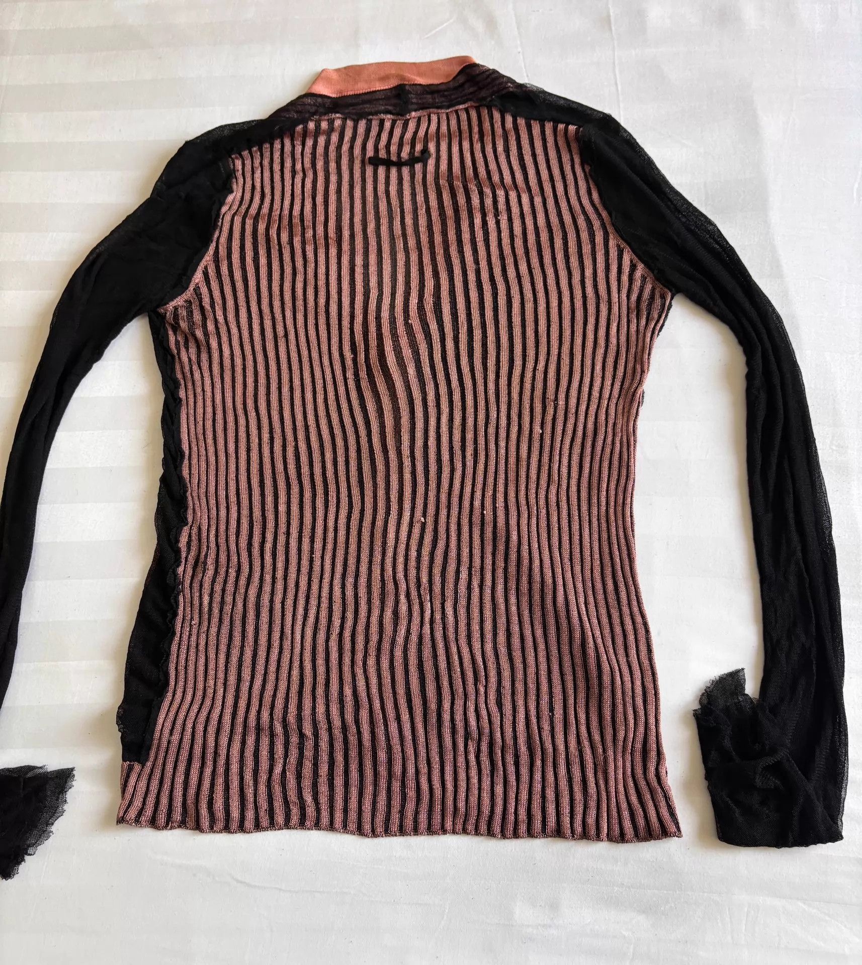 Jean Paul Gaultier JPG Vintage Knit & Tulle Stripe Cardigan 40 Size S / US 4 / IT 40 - 7 Thumbnail