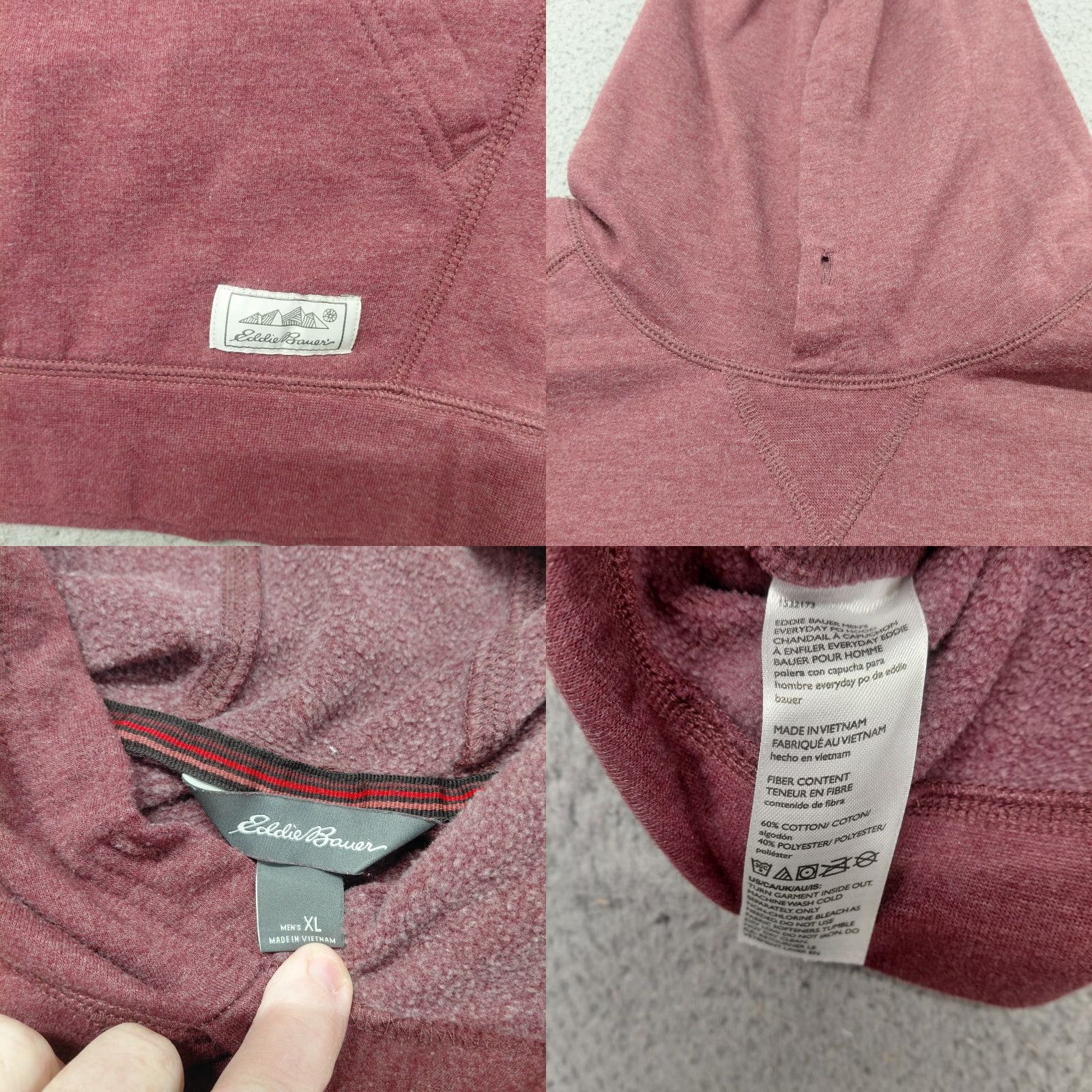 Eddie Bauer Eddie Bauer Hoodie Mens XL Burgundy Sweatshirt Pullover Long Sleeve Knit Pocket Logo Read.. Size US XL / EU 56 / 4 - 9 Thumbnail