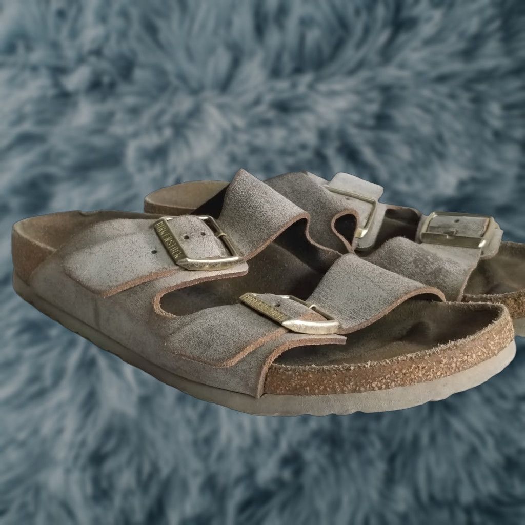 Birkenstock Arizona Sandal Gray Womens Size 41 US 10 Leather Slide 41 Arizona Gray Birkenstock Women’s Sandal US 10
