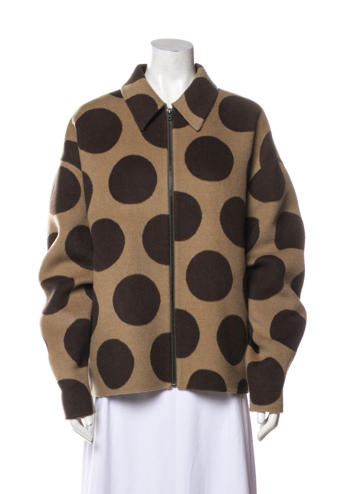image of Acne Studios Polka Dot Print Faux Fur Jacket in Brown, Men's (Size Medium)