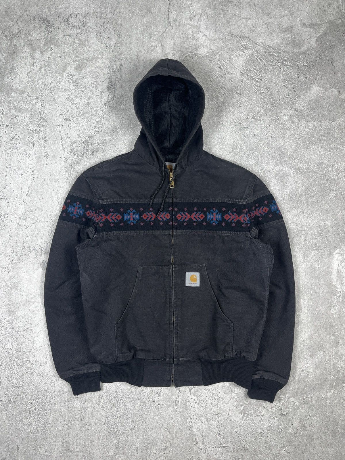 Carhartt × Vintage Vintage 90's Carhartt J79 BLK Southwest Aztec