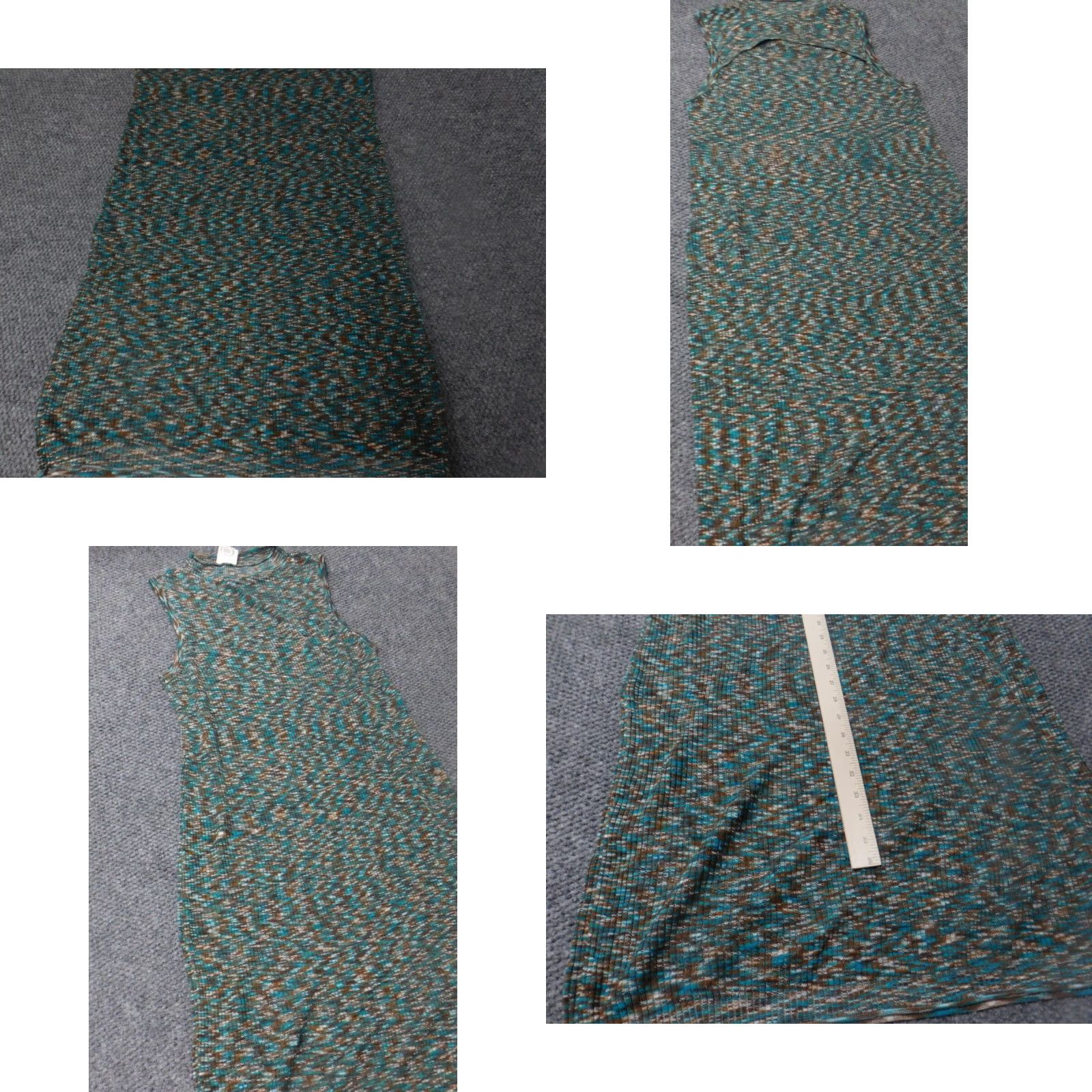 Vintage Cato Womens Dress A-Line Midi PullOver Knit Green L Regular Puff Sleeve Crochet Crew Neck Casual Winter Modernist Size L / US 10 / IT 46 - 8 Thumbnail