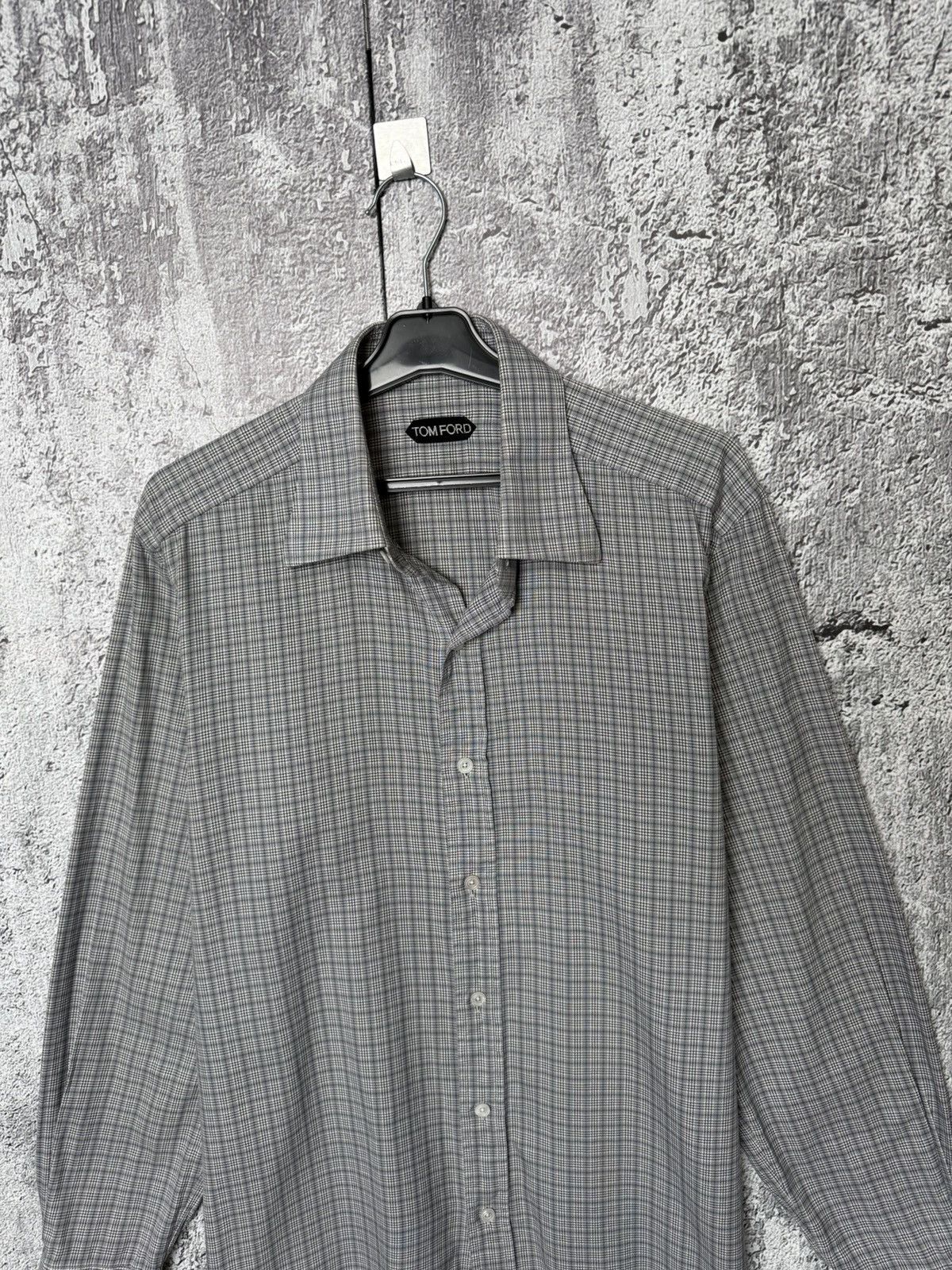 Tom Ford Tom Ford 94S1JE Grey Plaid Button Up Shirt Long Sleeve Men’s Size US L / EU 52-54 / 3 - 2 Thumbnail