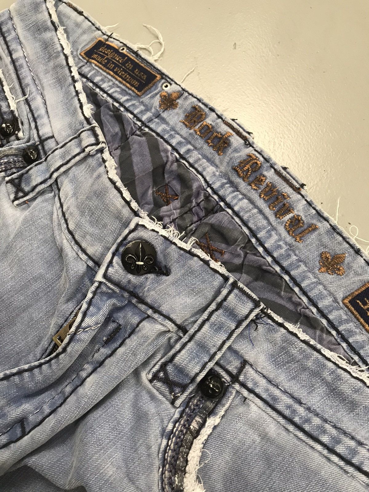 Sun fade Vintage Rock revival tappered fit denim