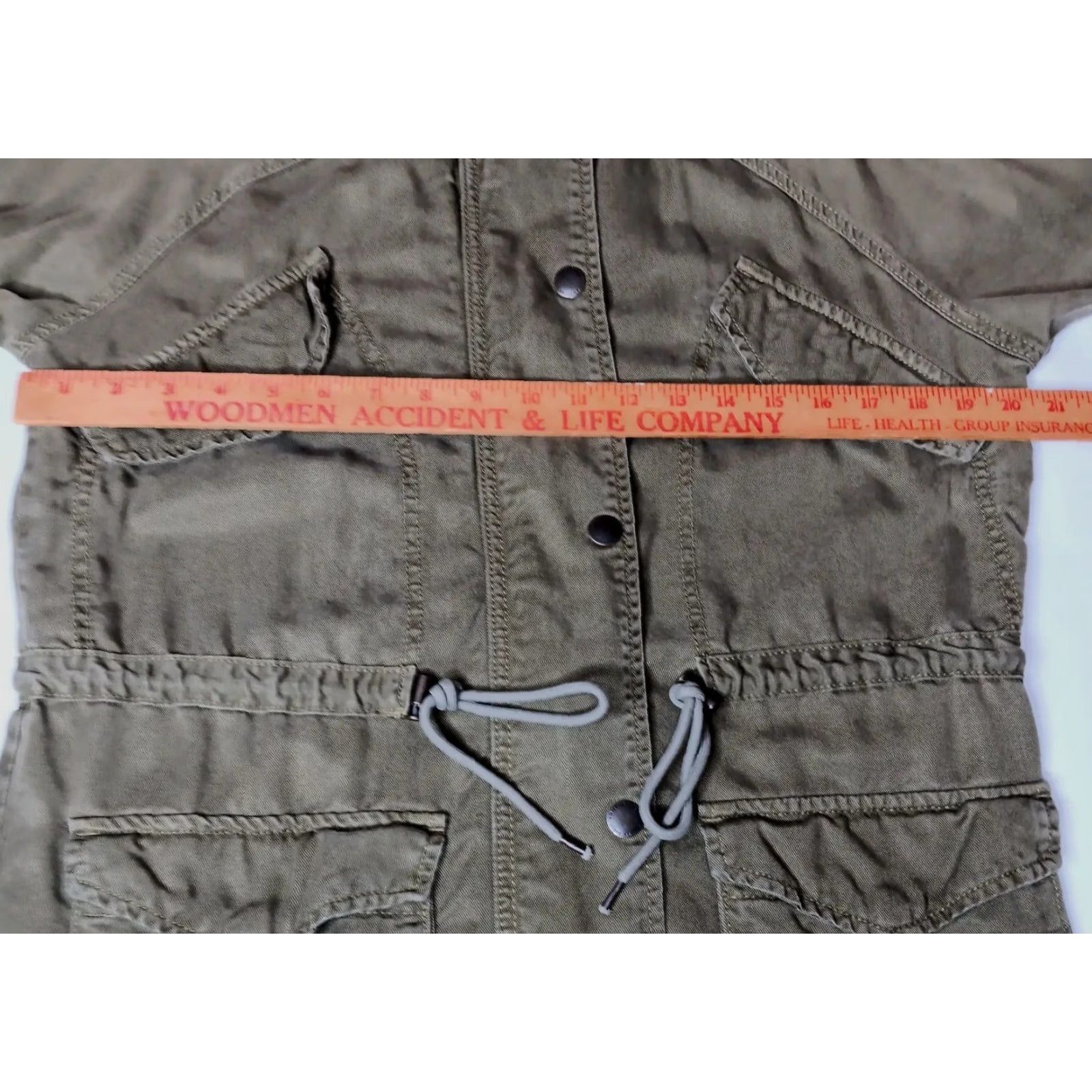 American Eagle Outfitters American Eagle Outfitters Jacket Women S Green Army Military Hood Zip Snap Light Size S / US 4 / IT 40 - 6 Thumbnail