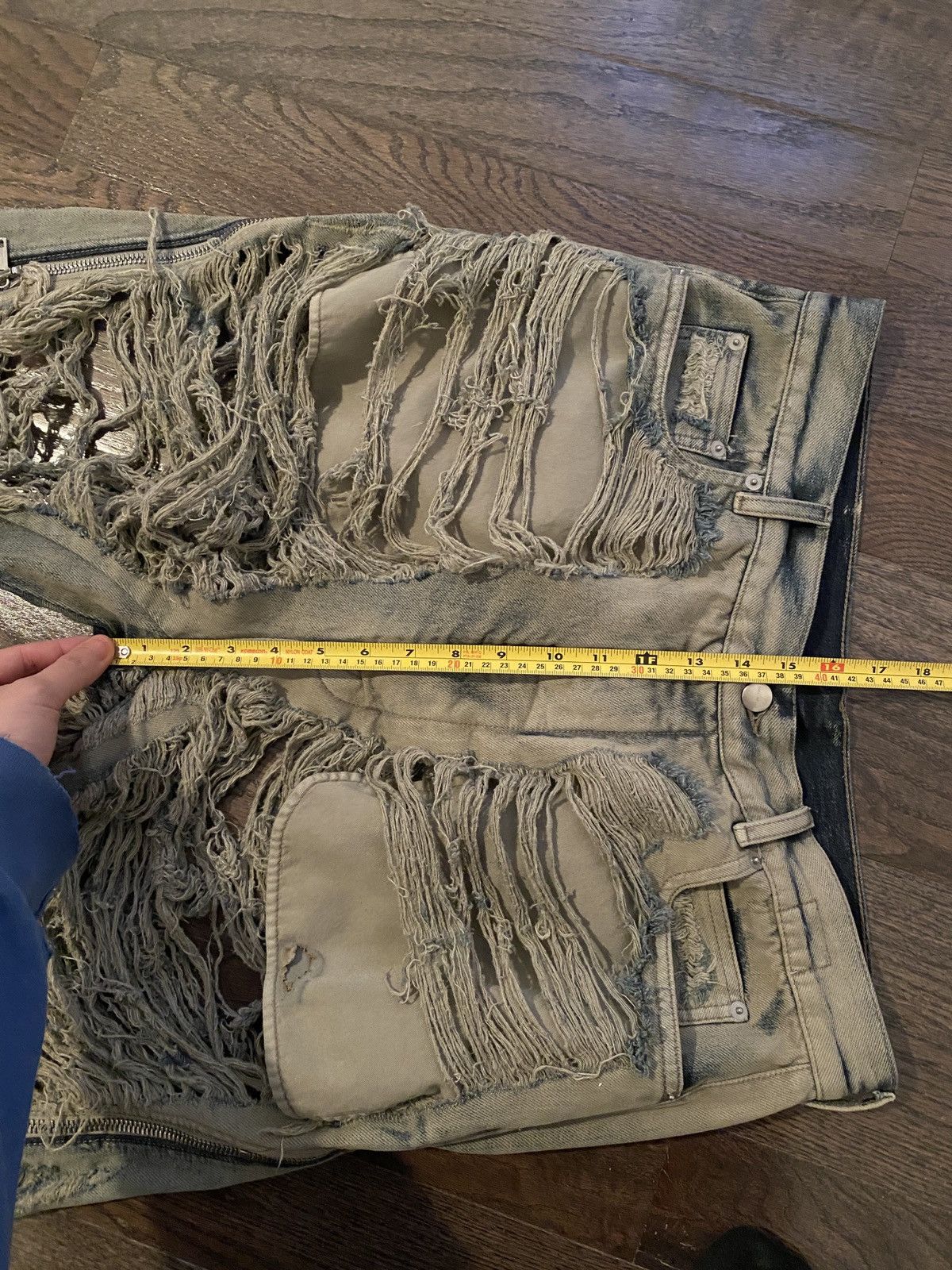 Rick Owens FW23 LUXOR RUNWAY BANANA IN 13OZ MINERA SHREDDED DENIM Size US 34 / EU 50 - 20 Thumbnail