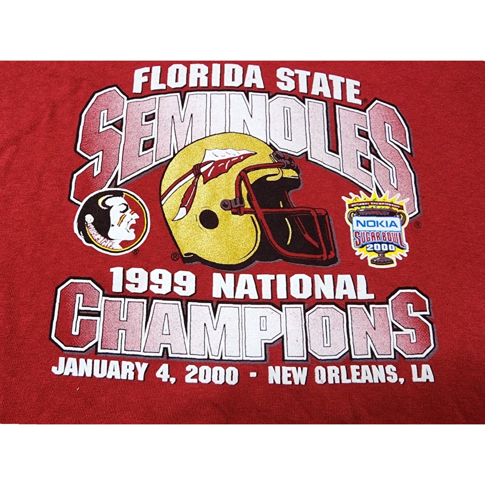 Champion VINTAGE Florida State Seminoles NATIONAL CHAMPIONS T Shirt Mens XL Red FSU Football 1999 90s Sugar Bowl Championship Shirt Size US XL / EU 56 / 4 - 2 Thumbnail