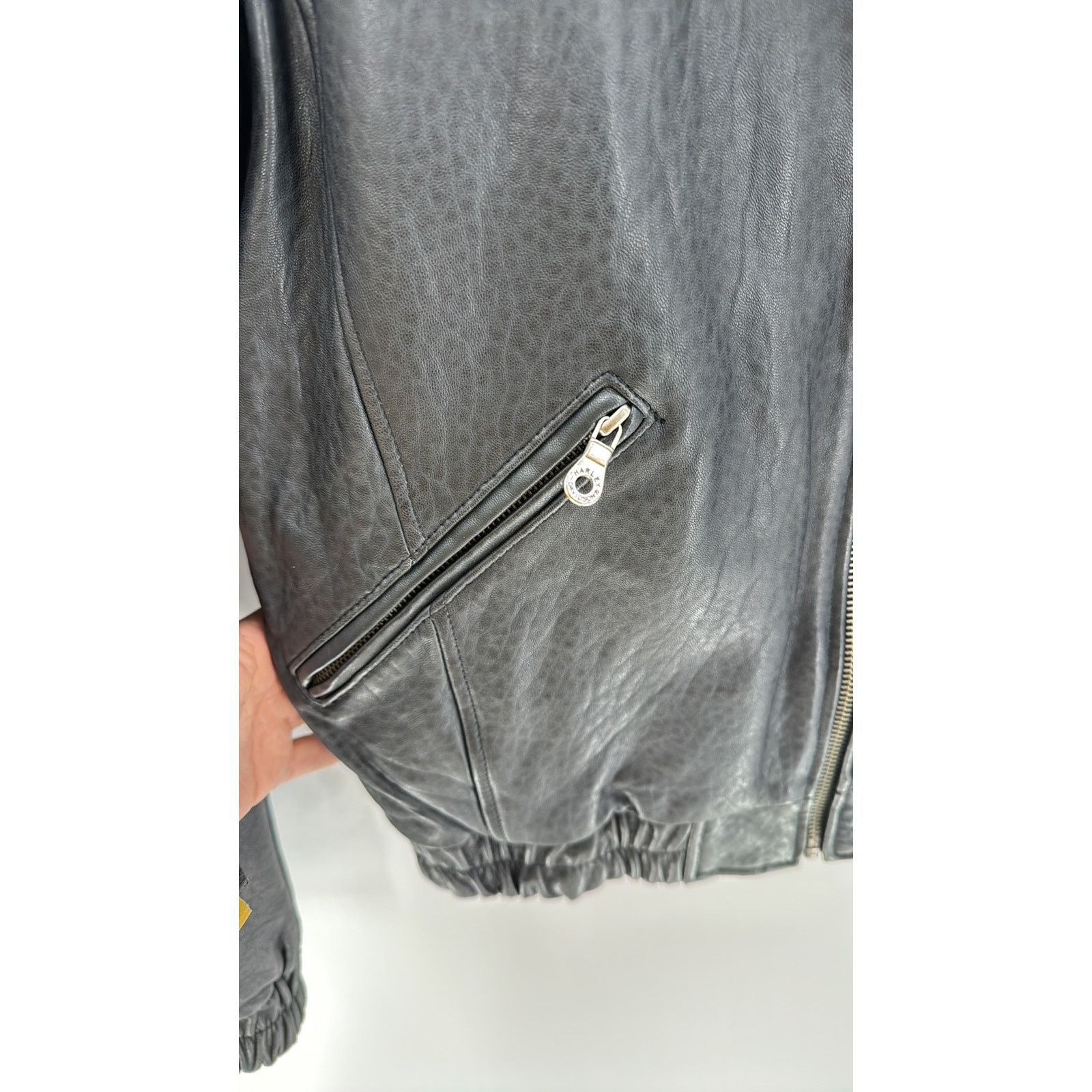 Harley Davidson Harley Davidson Embroidered Leather Fleece moto jacket sz M Size US M / EU 48-50 / 2 - 7 Thumbnail