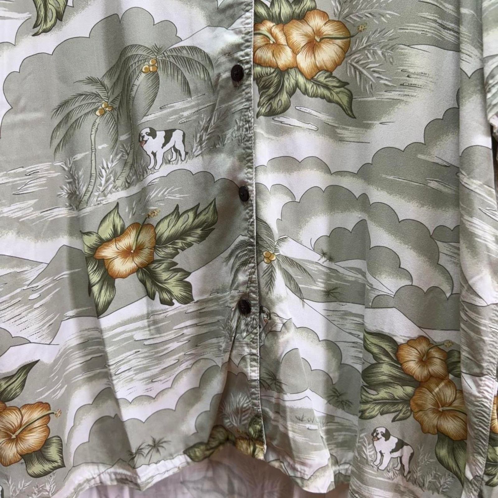Big Dogs × Vintage Vintage 90s Big Dogs Hawaiian Print Button Up Shirt Size US XL / EU 56 / 4 - 5 Thumbnail