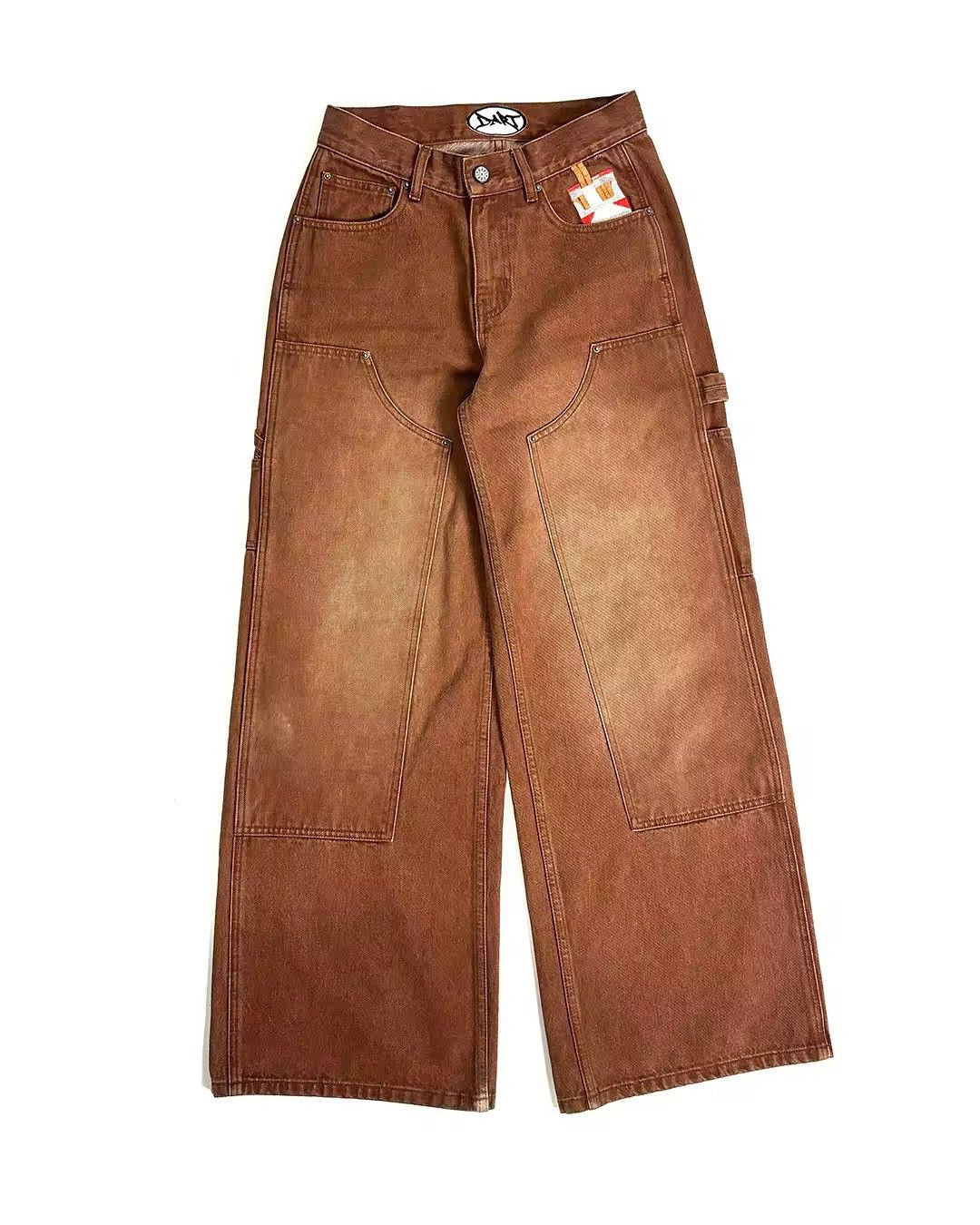 Other Brown wide leg carpenter jeans with embroidered patch Size US 32 / EU 48 - 1 Thumbnail