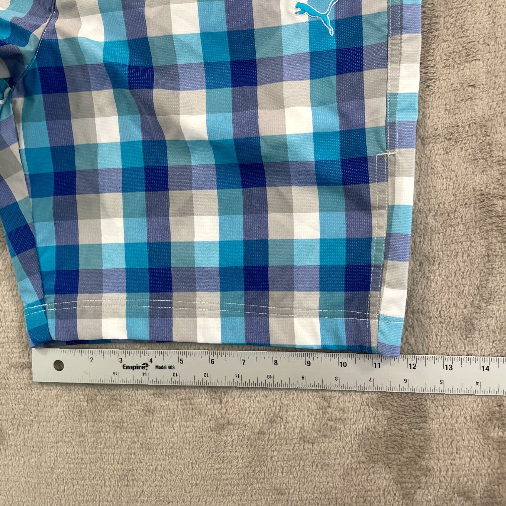 Puma Puma Golf Shorts Men 34 Blue Plaid Performance Flat Front NWOT Size US 34 / EU 50 - 6 Thumbnail