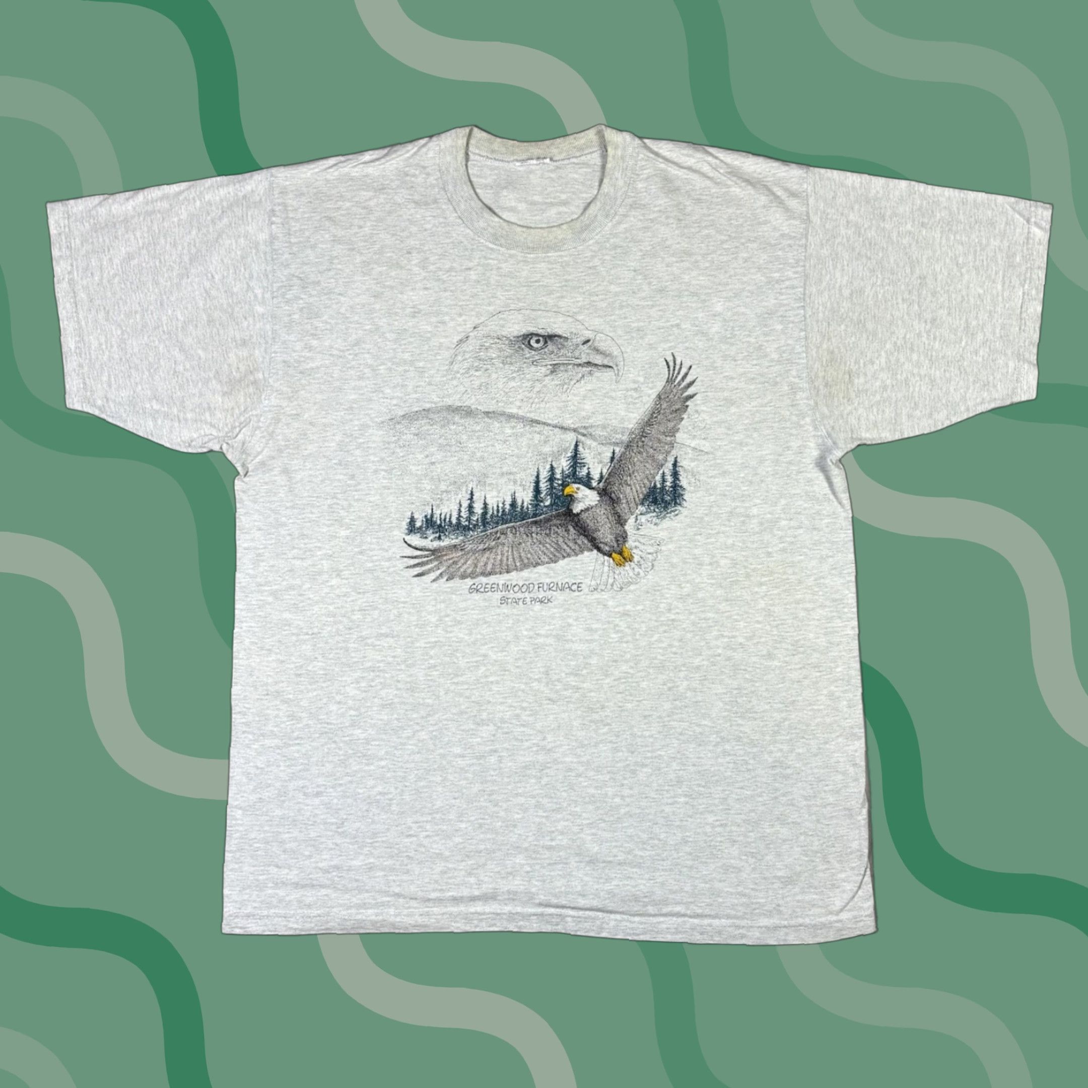 Fruit Of The Loom VINTAGE Bald Eagle Bird T Shirt Gray XL 90s Animal Print Cotton Fruit of the Loom Shirt Mens Crew Neck Short Sleeve Size US XL / EU 56 / 4 - 1 Thumbnail