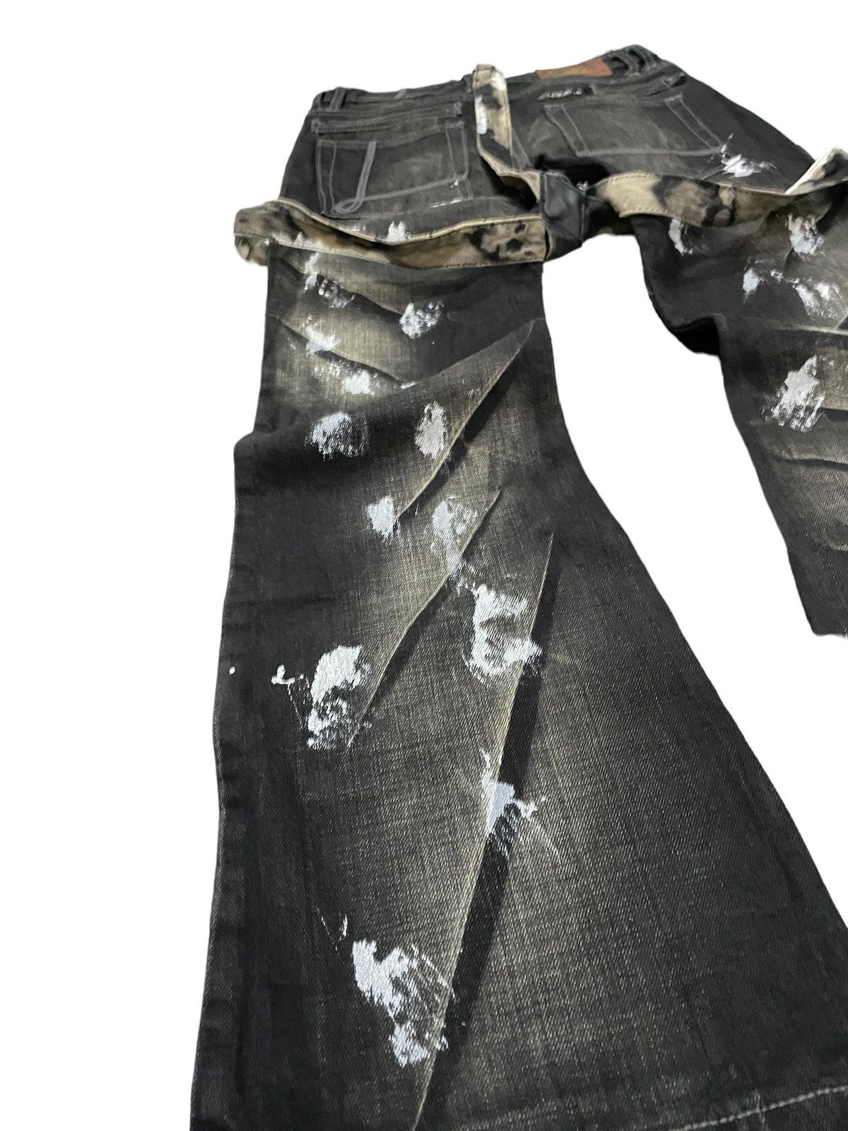 Luxuria Japan Flared Wide Leg Loose Laser Wash Man Jeans