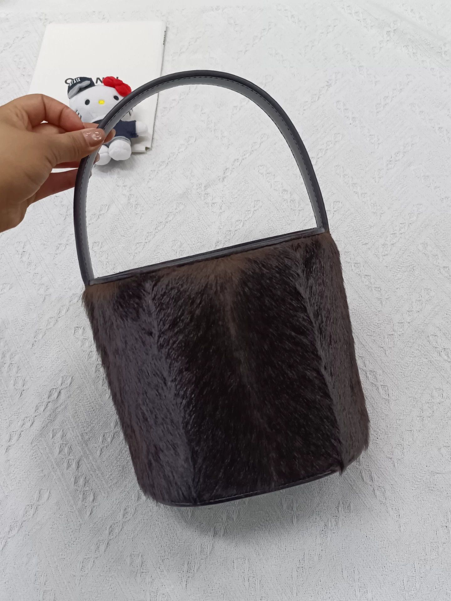 Stussy Staud Brown Fur Bucket Bag 19x18-33 Size ONE SIZE - 1 Thumbnail