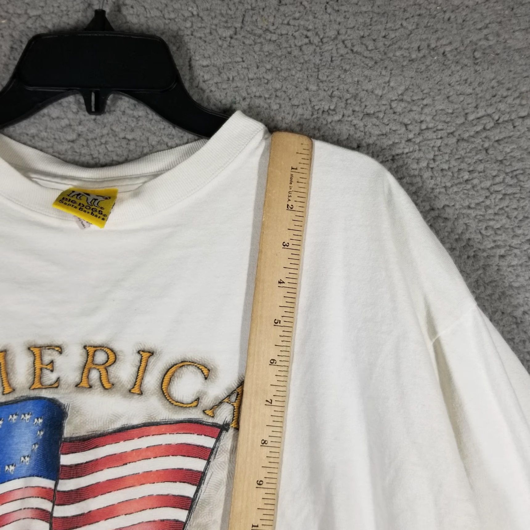 Big Dogs VINTAGE Big Dogs Shirt Mens Large White Long Sleeve Patriotic USA Flag 90s Graphic Print Crew Neck Men L Size US L / EU 52-54 / 3 - 6 Thumbnail
