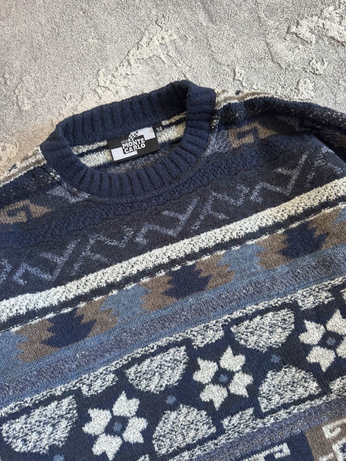 Monte Carlo 54 L/XL cable knit sweater jumper knitwear 90s
