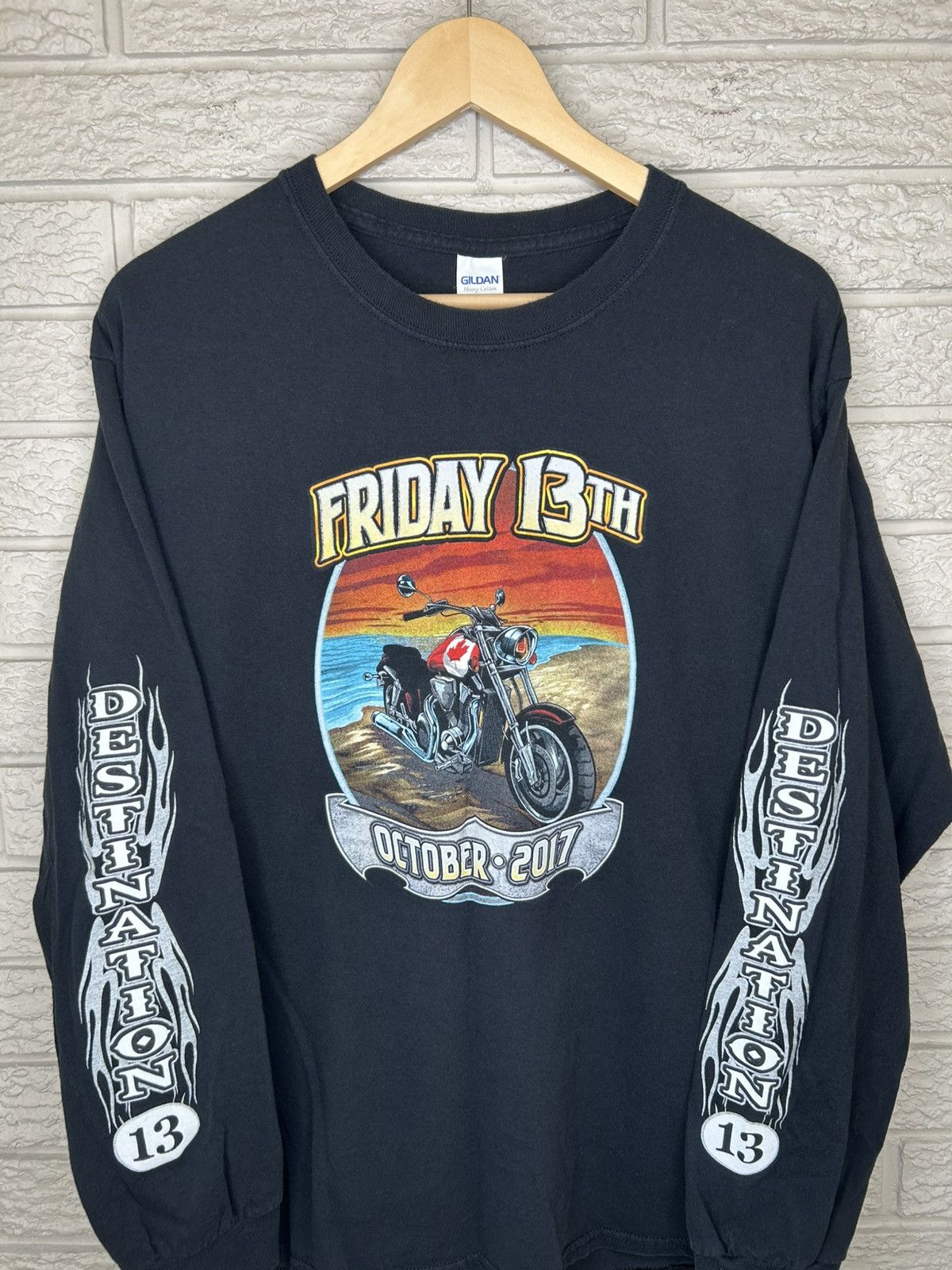 Harley Davidson Port Dover Friday 13th Biker Flame Long Sleeve Shirt Size US L / EU 52-54 / 3 - 2 Thumbnail