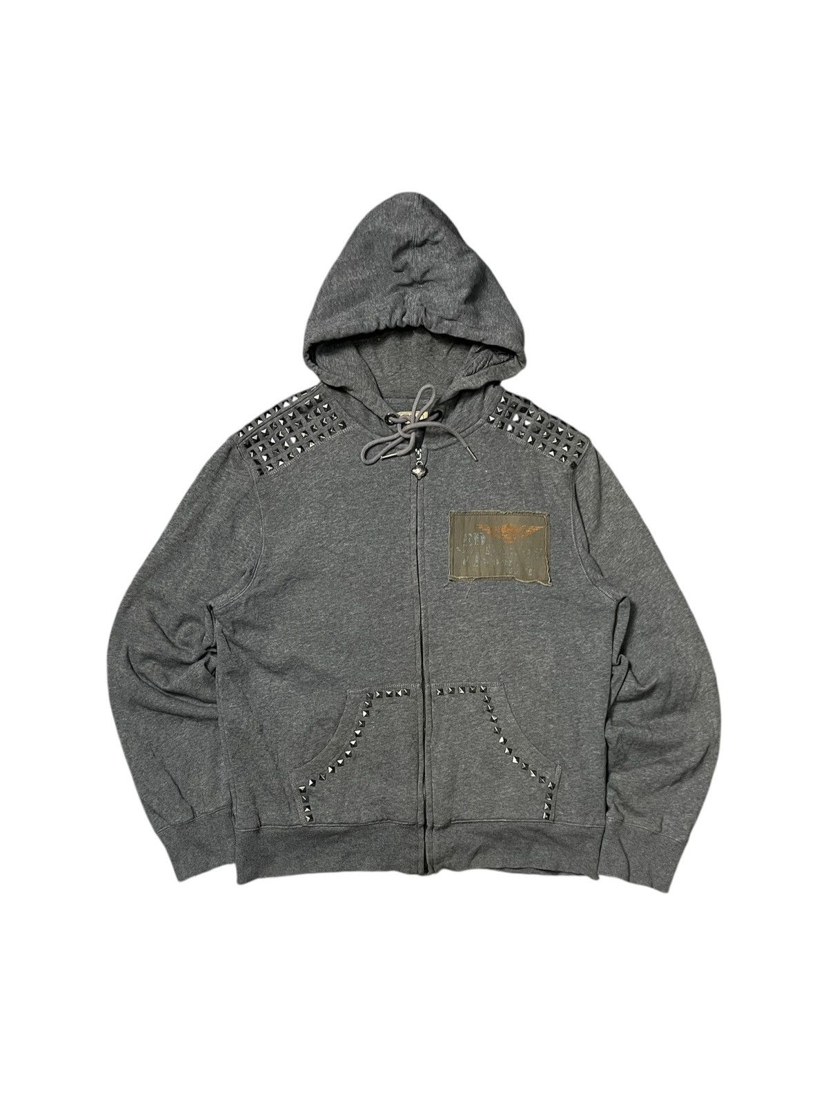 2000s ED HARDY PUNK STYLE STUDDED ZIPPER HOODIE